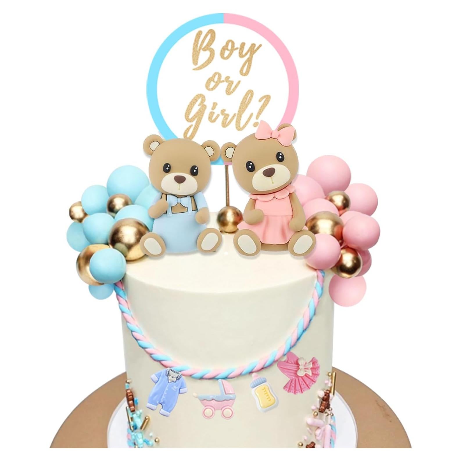 Decoración de pastel de osito LEFUBABY para revelación de género