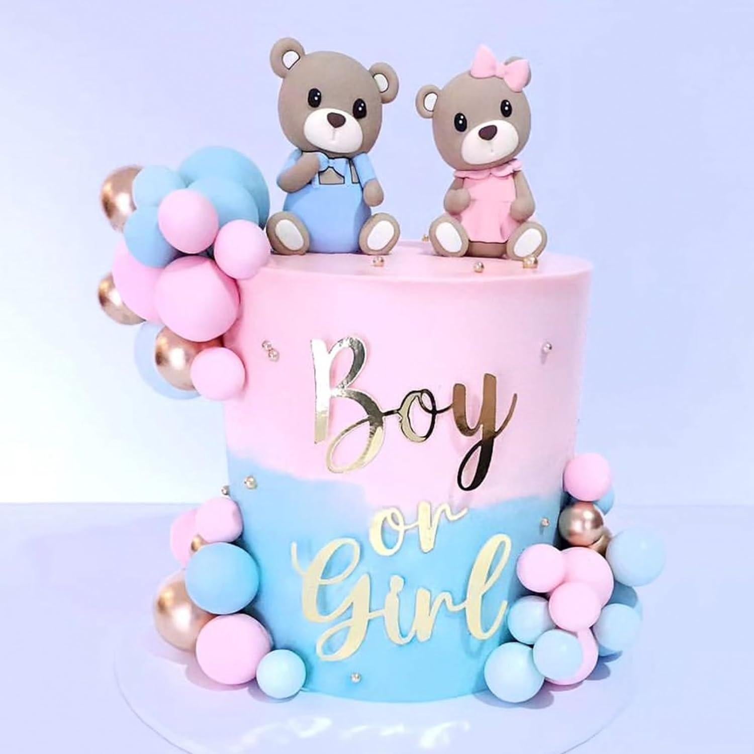 Decoración de pastel de osito LEFUBABY para revelación de género