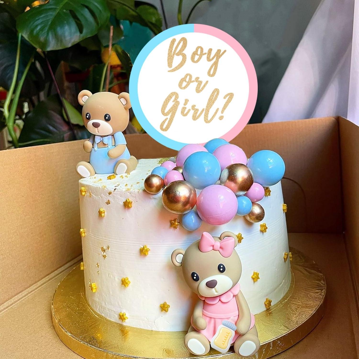 Decoración de pastel de osito LEFUBABY para revelación de género