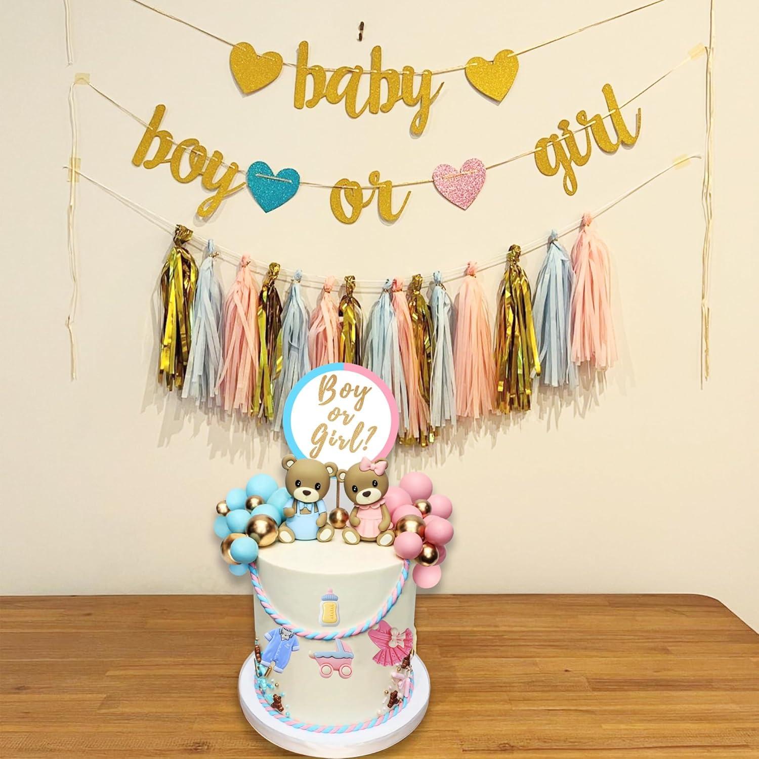Decoración de pastel de osito LEFUBABY para revelación de género