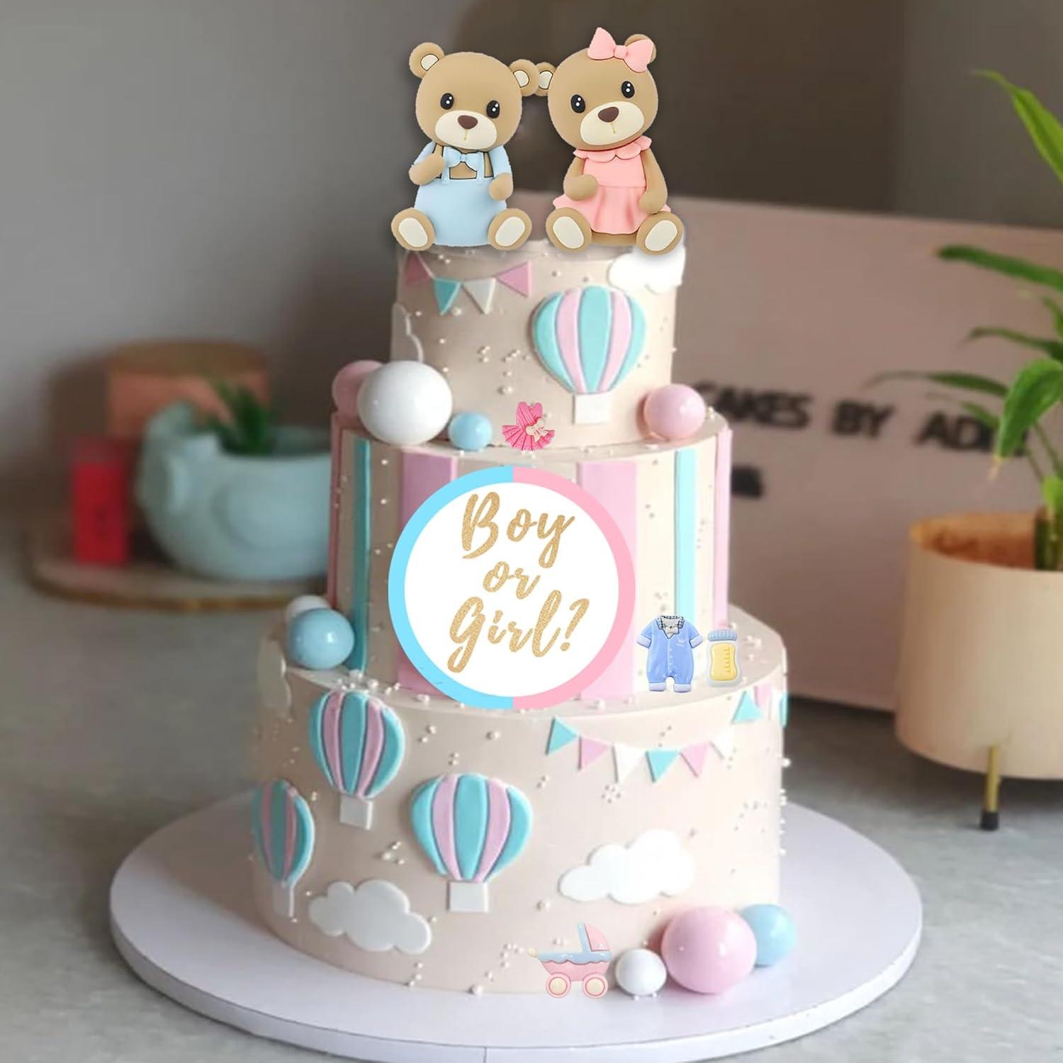 Decoración de pastel de osito LEFUBABY para revelación de género