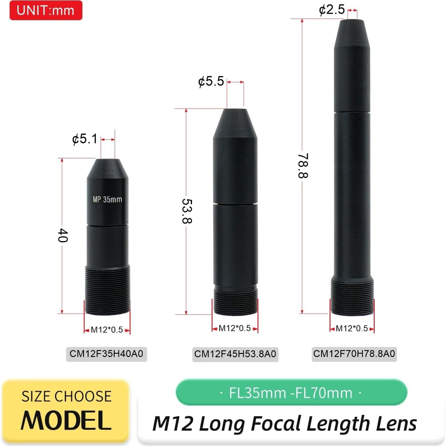 Kit de Muestras de Lentes M12 QILENS - Distancias Focales 2.1mm a 70mm