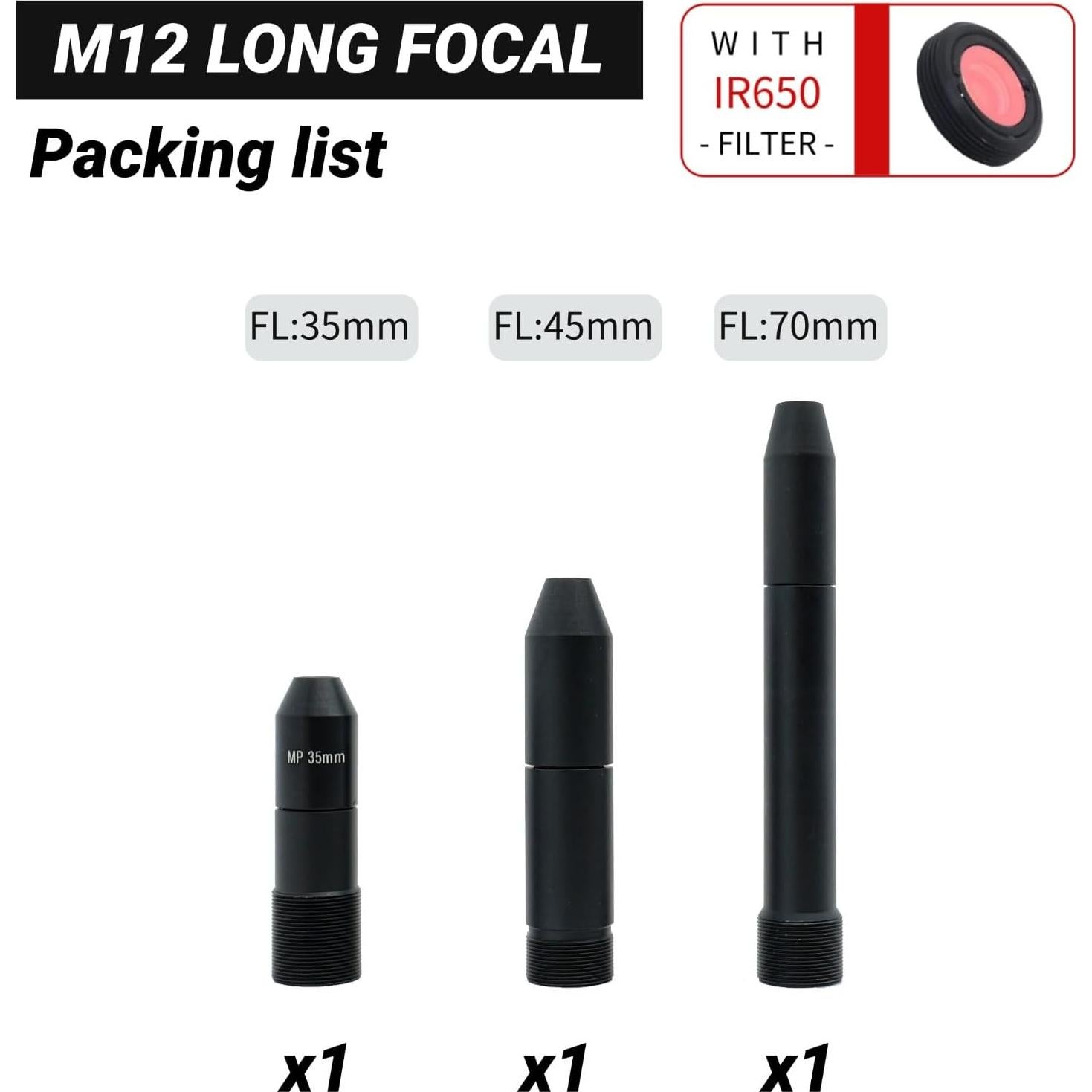 Kit de Muestras de Lentes M12 QILENS - Distancias Focales 2.1mm a 70mm