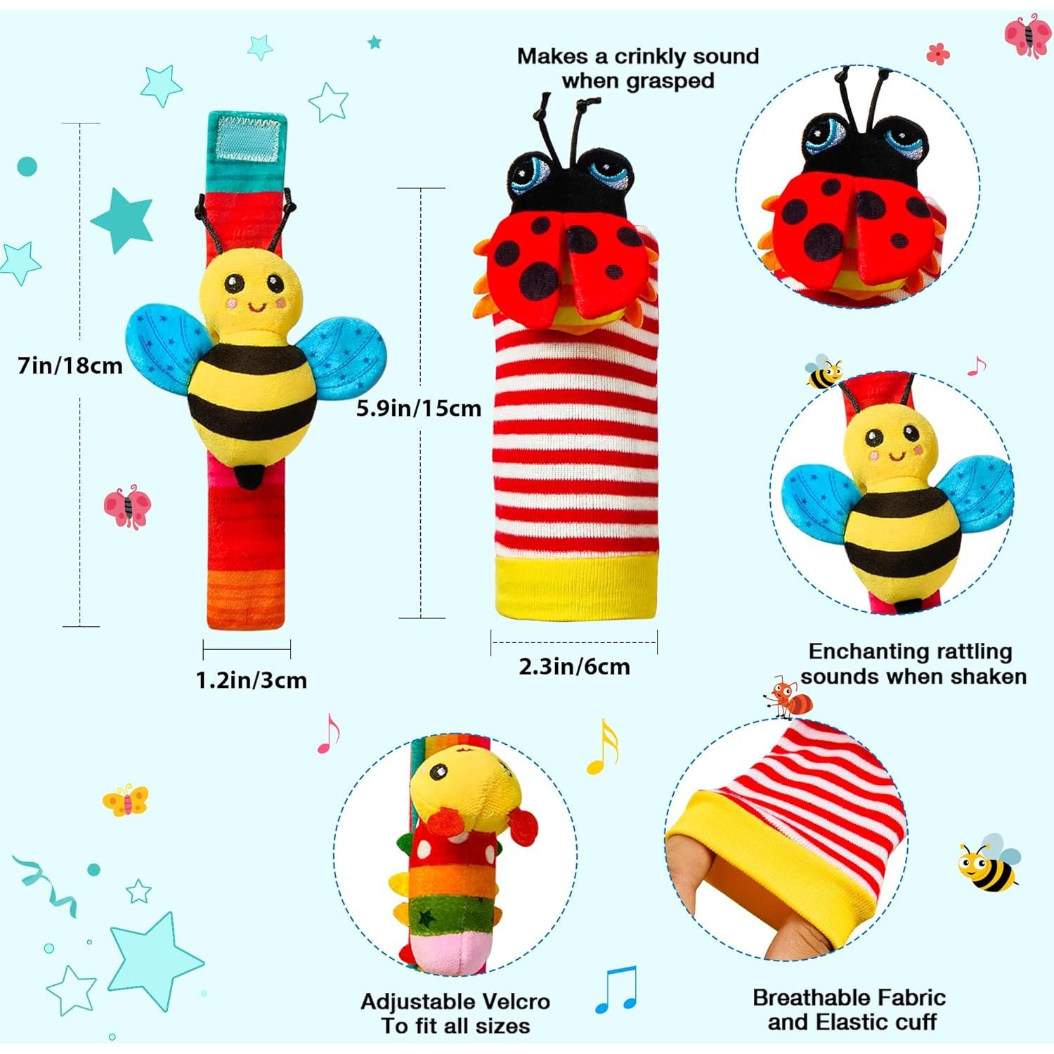 Calcetines Sonajeros de Bebé VBFRZY Multicolores 0-12 Meses