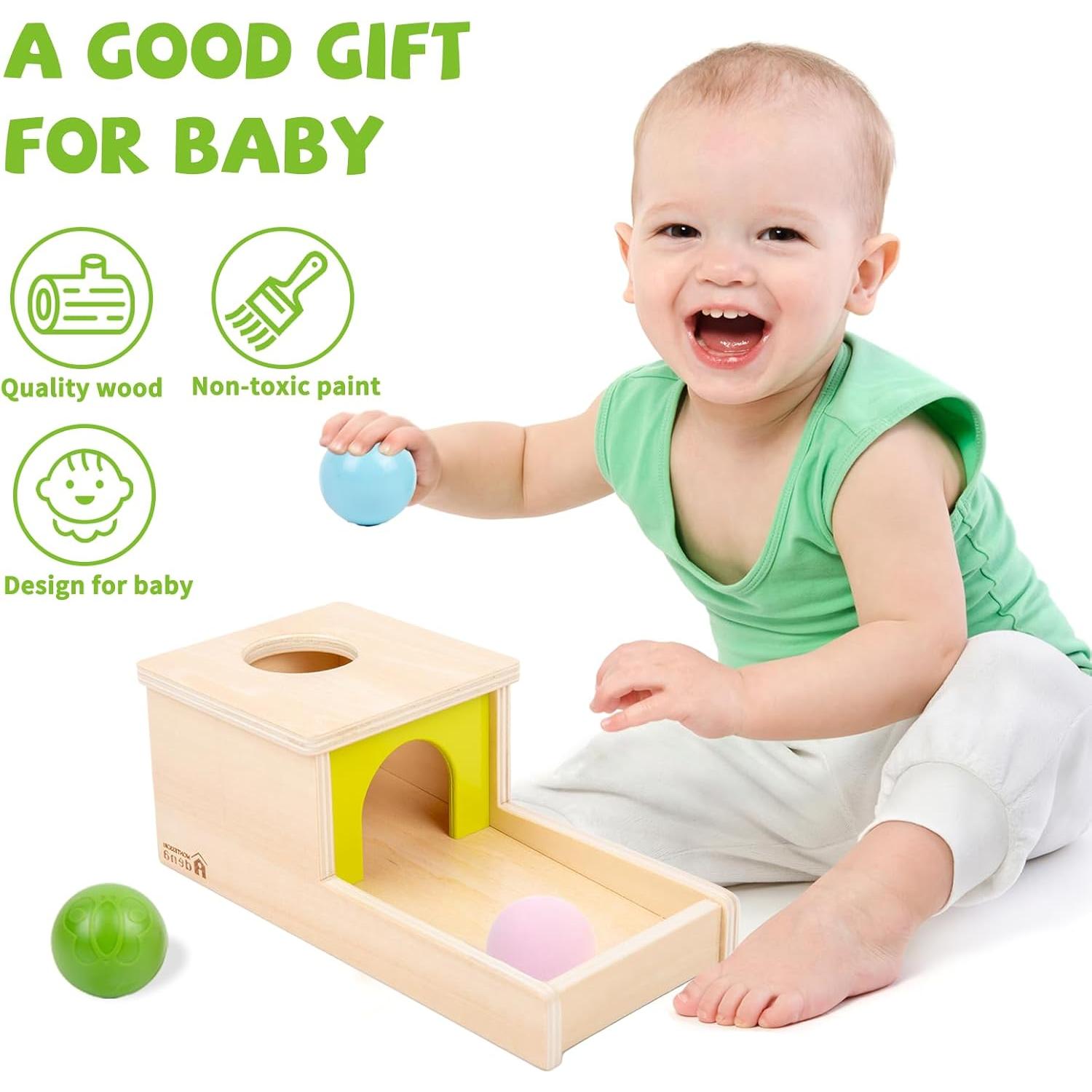 Caja de Permanencia Montessori Adena con 3 Pelotas 24x14x11 cm