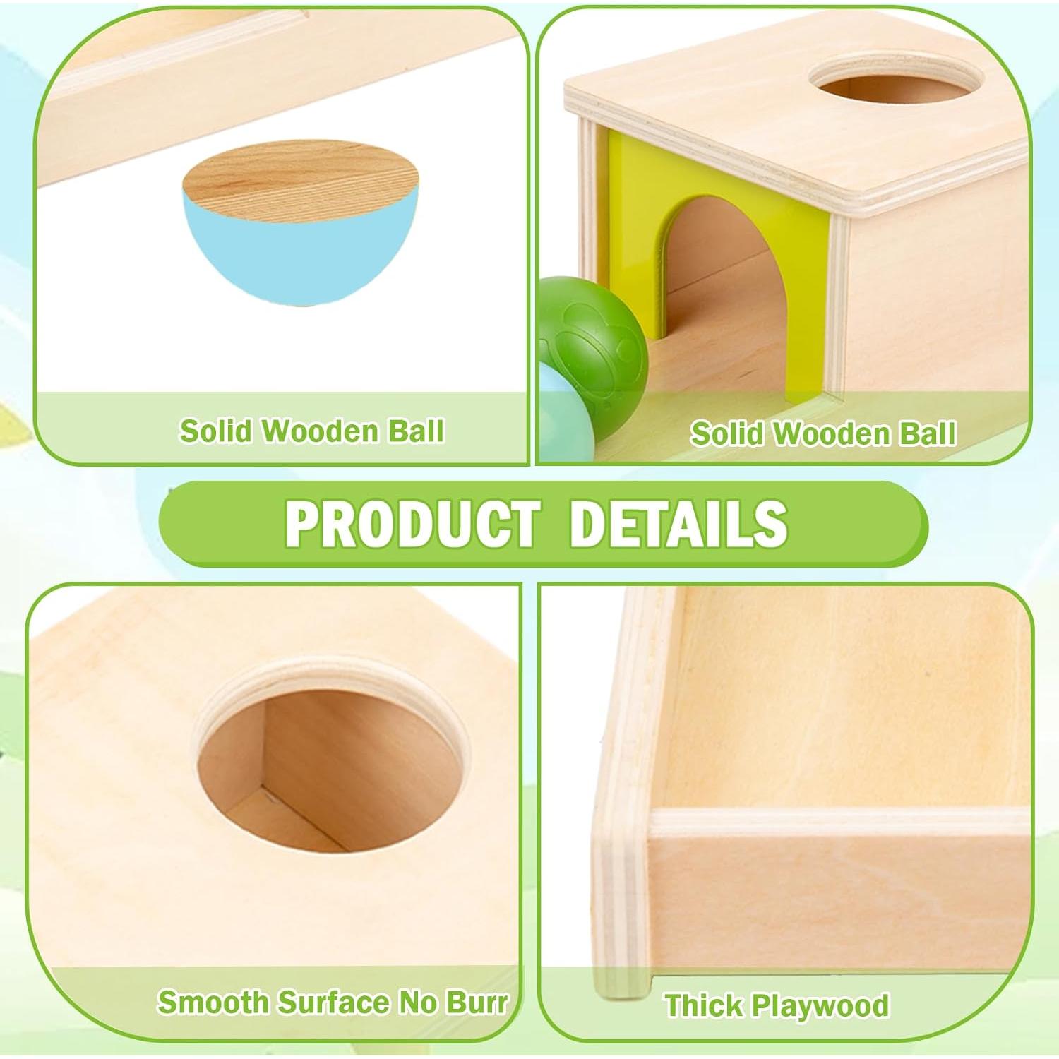 Caja de Permanencia Montessori Adena con 3 Pelotas 24x14x11 cm