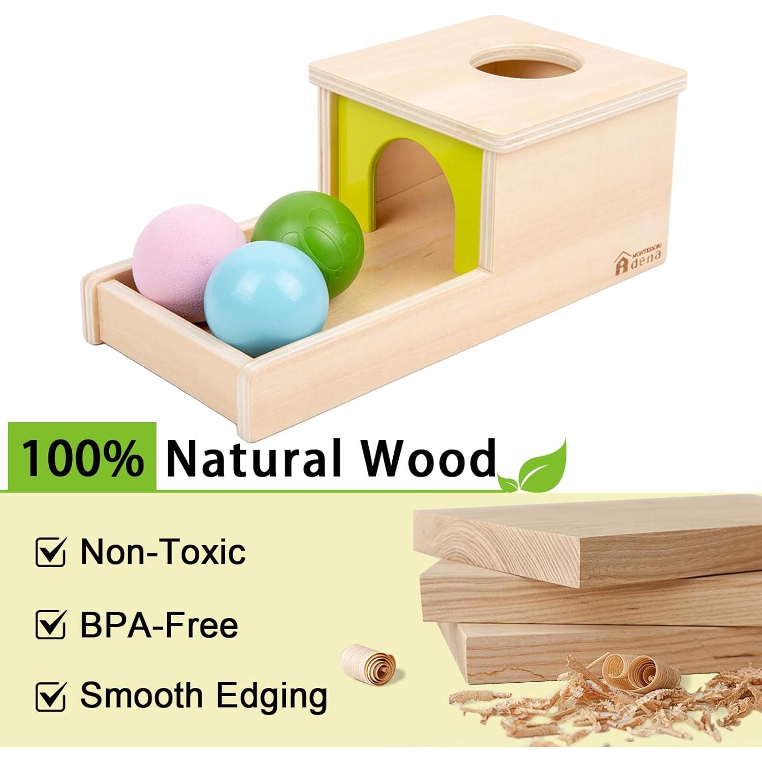 Caja de Permanencia Montessori Adena con 3 Pelotas 24x14x11 cm