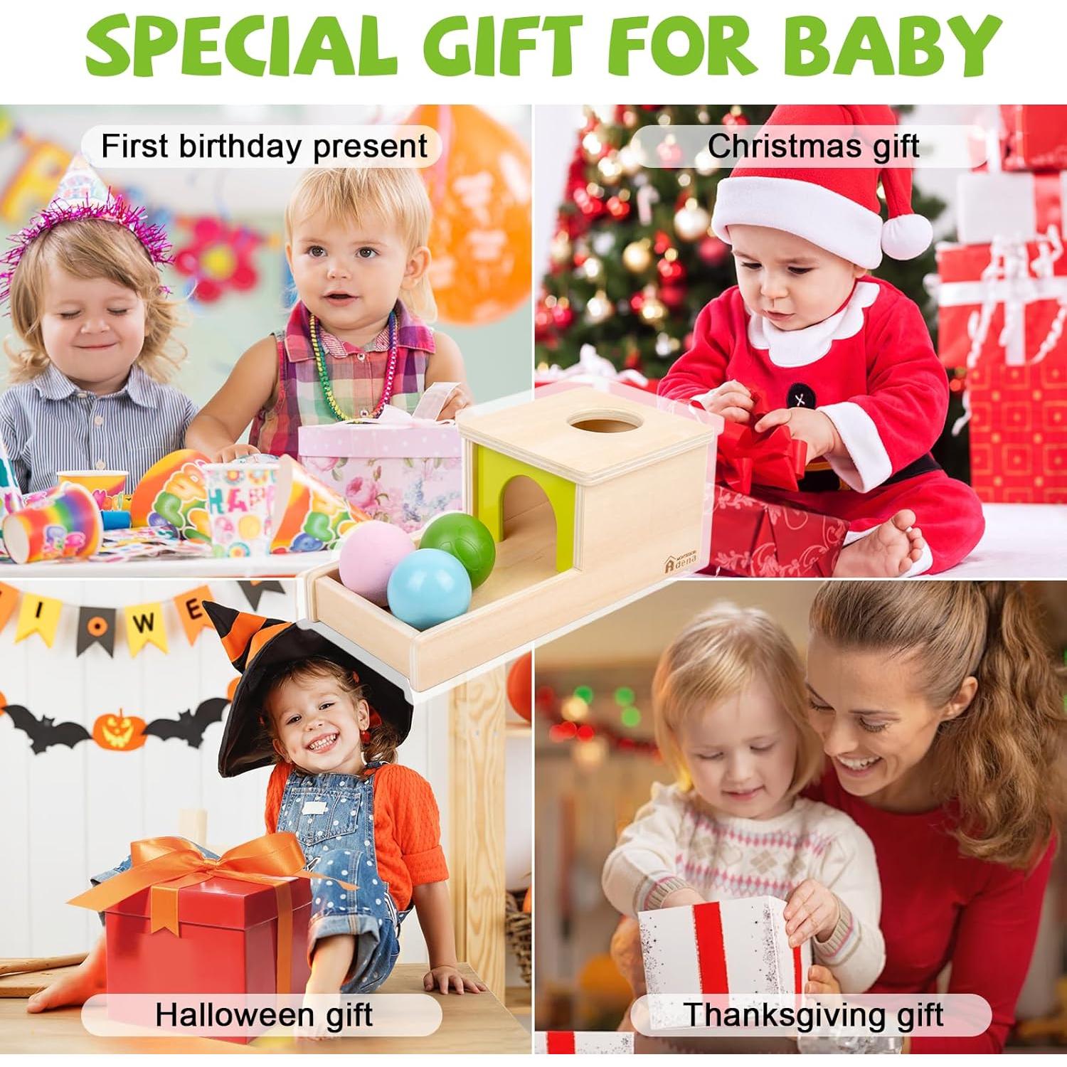 Caja de Permanencia Montessori Adena con 3 Pelotas 24x14x11 cm