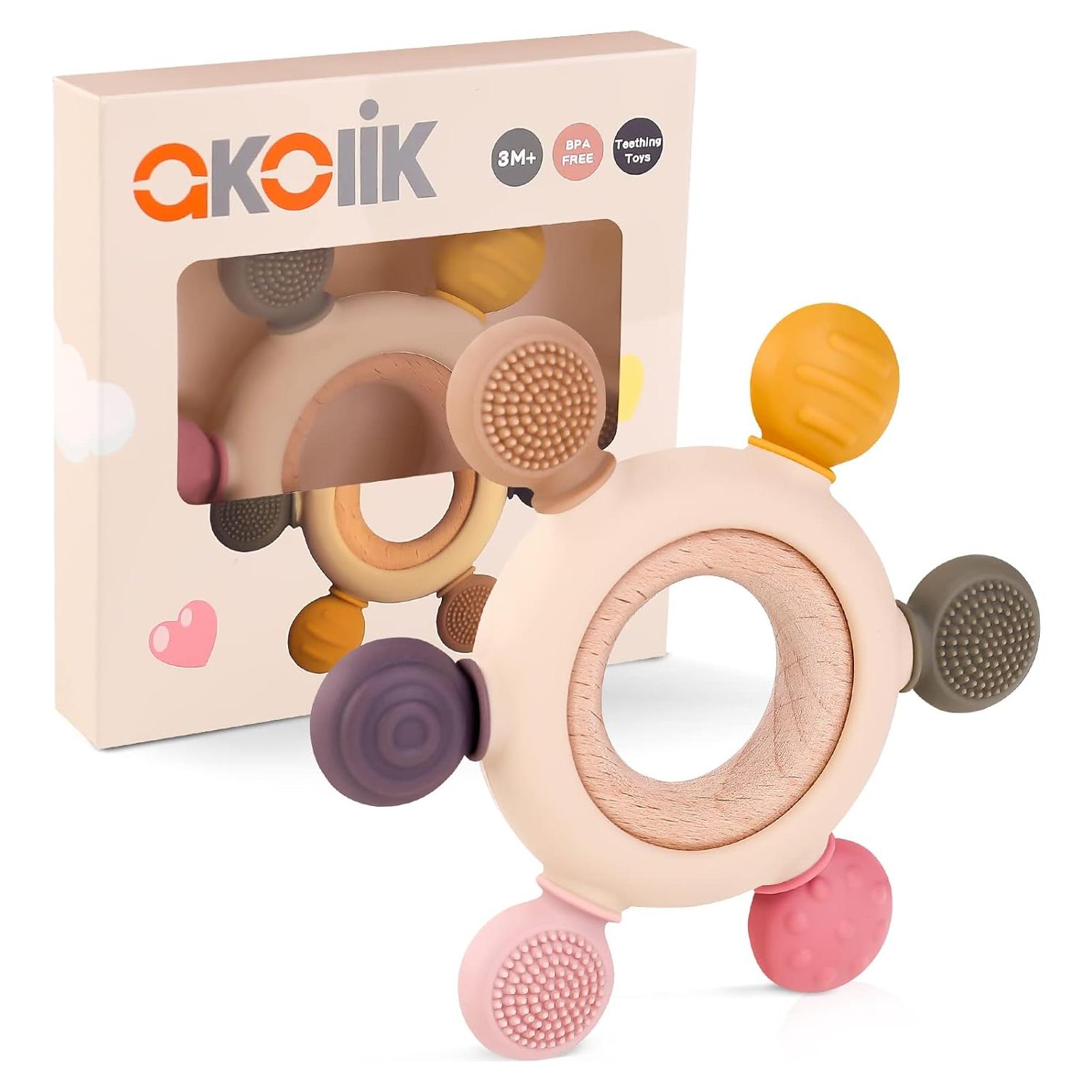 Akolik Mordedor de Silicona para Bebés Rosa 0-18 Meses