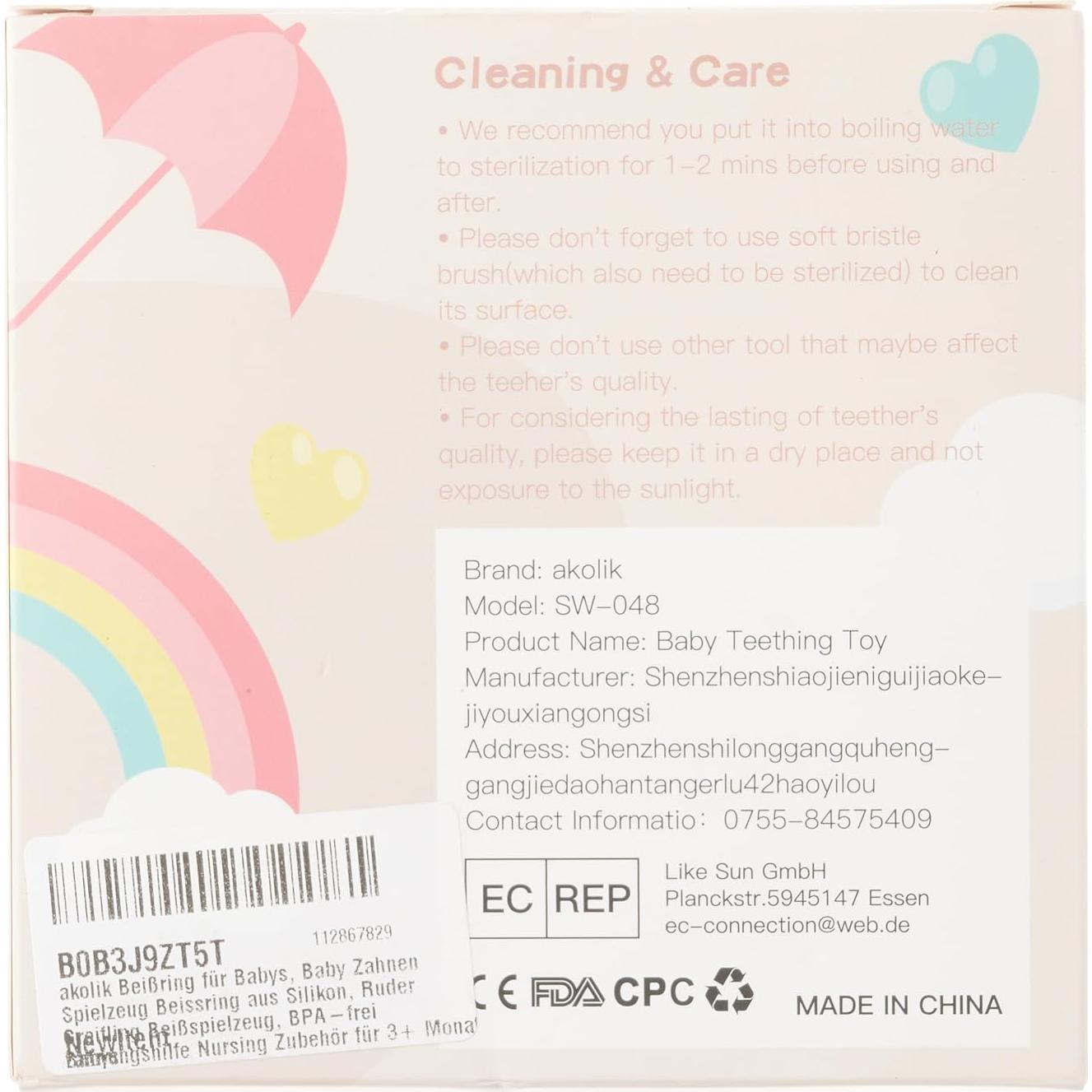 Akolik Mordedor de Silicona para Bebés Rosa 0-18 Meses