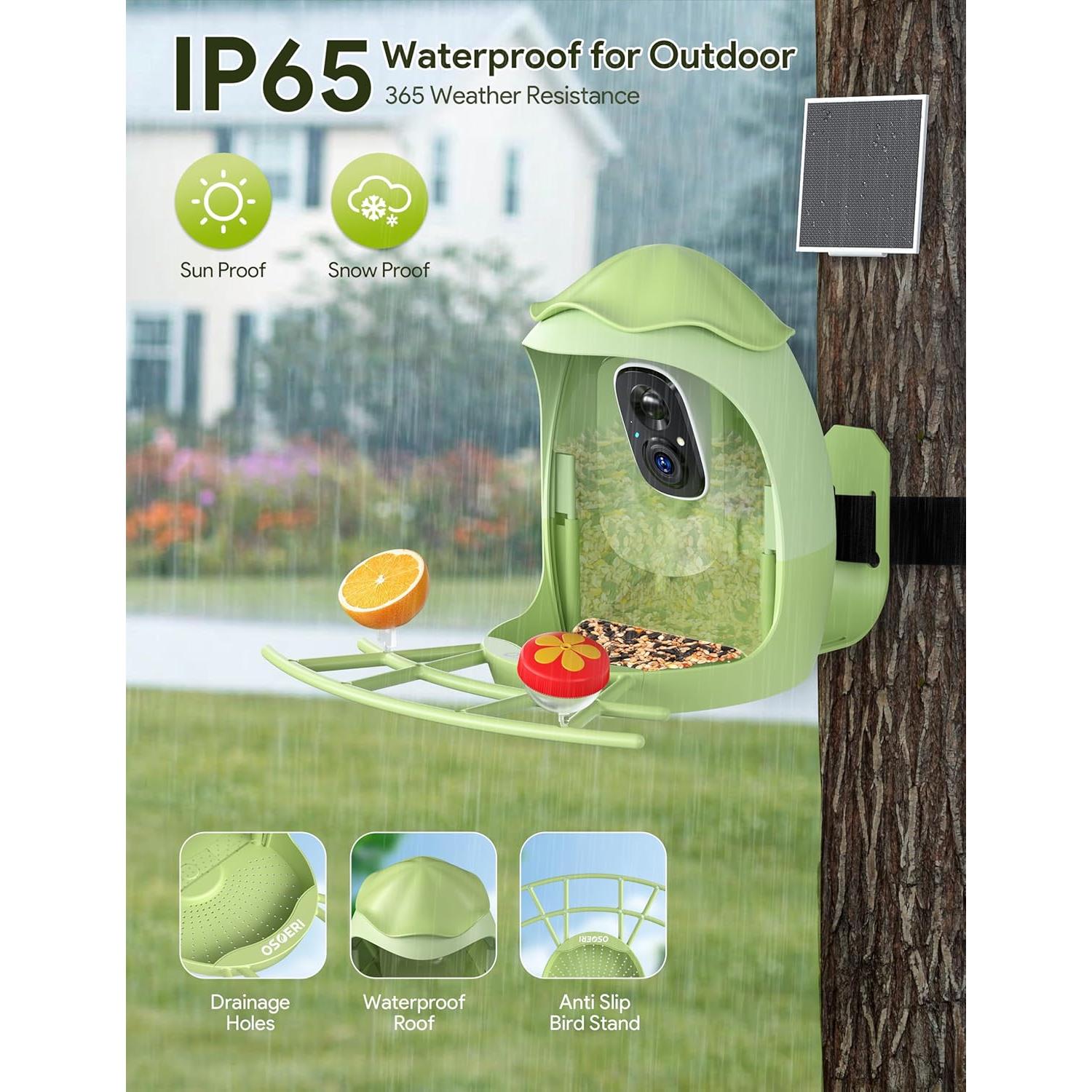 Comedero Inteligente Osoeri para Aves con Cámara AI 2K HD