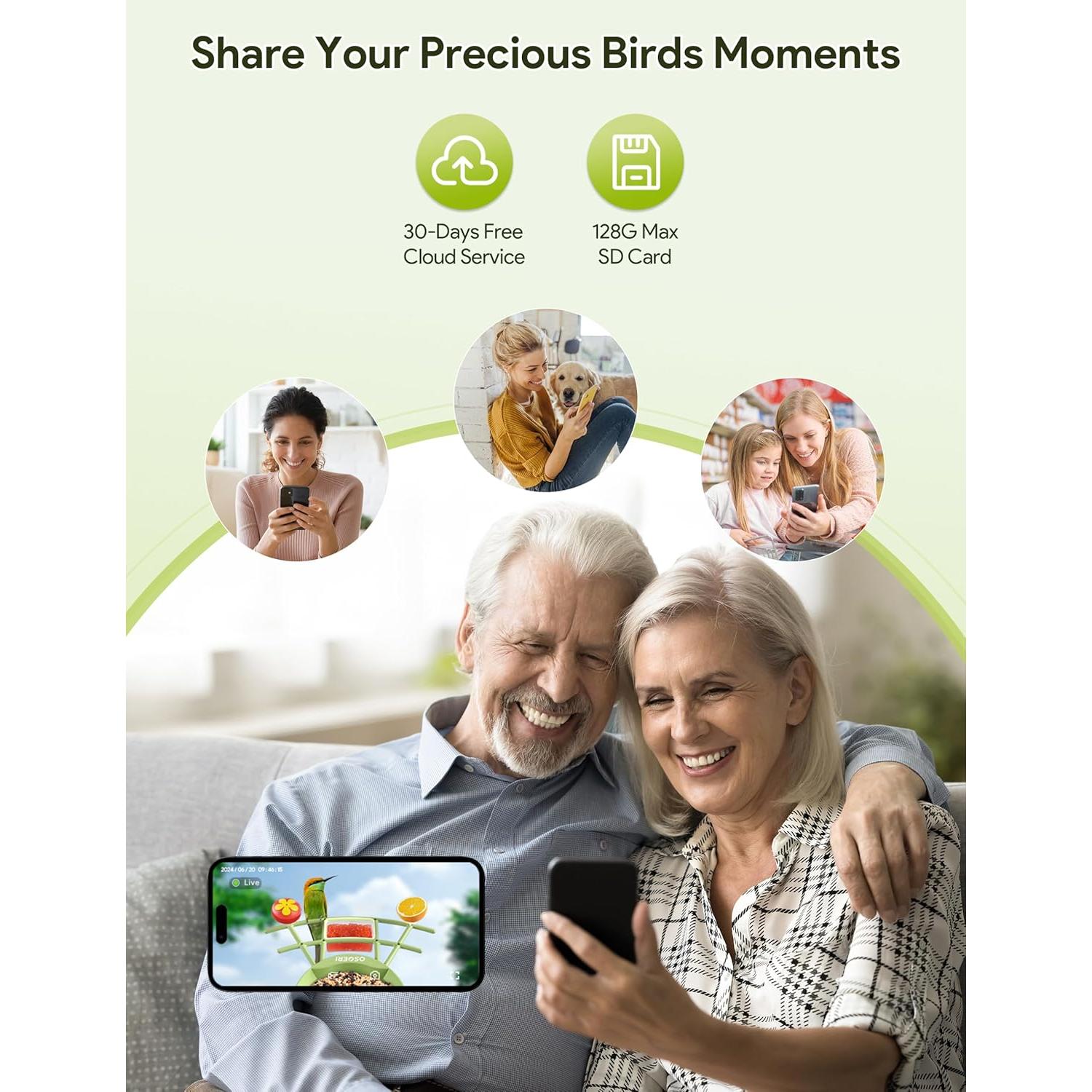 Comedero Inteligente Osoeri para Aves con Cámara AI 2K HD