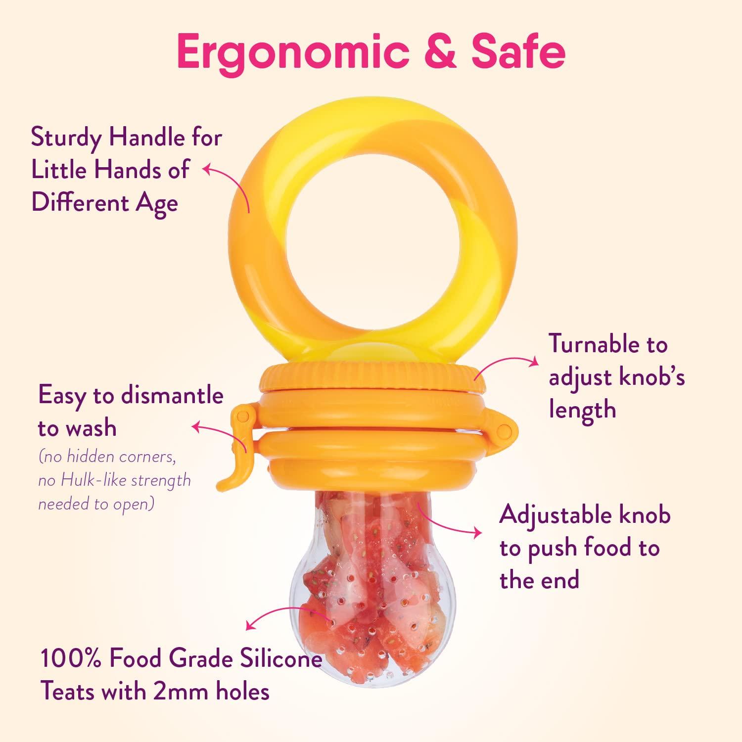 NatureBond Alimentador de Frutas para Bebés 2 Pcs + 4 Tetinas