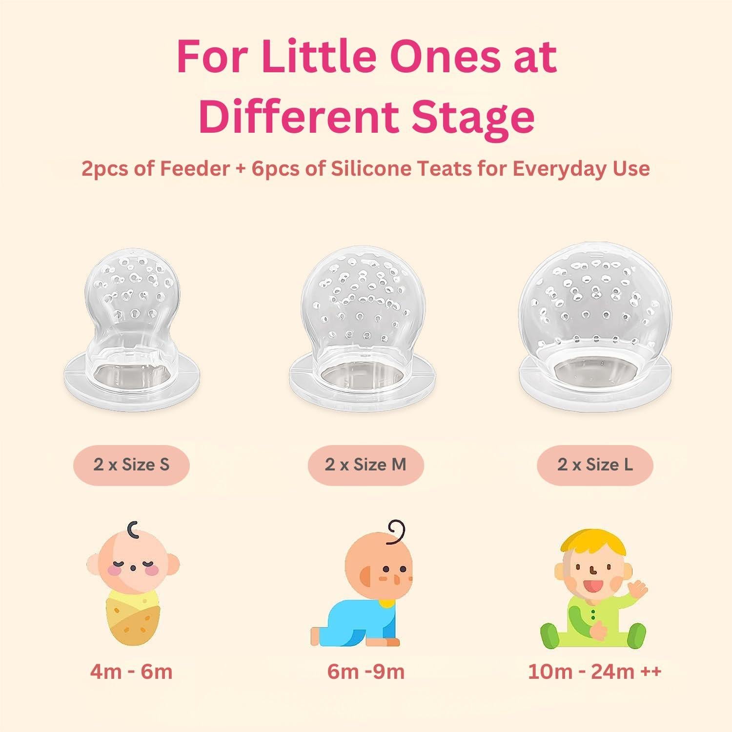 NatureBond Alimentador de Frutas para Bebés 2 Pcs + 4 Tetinas