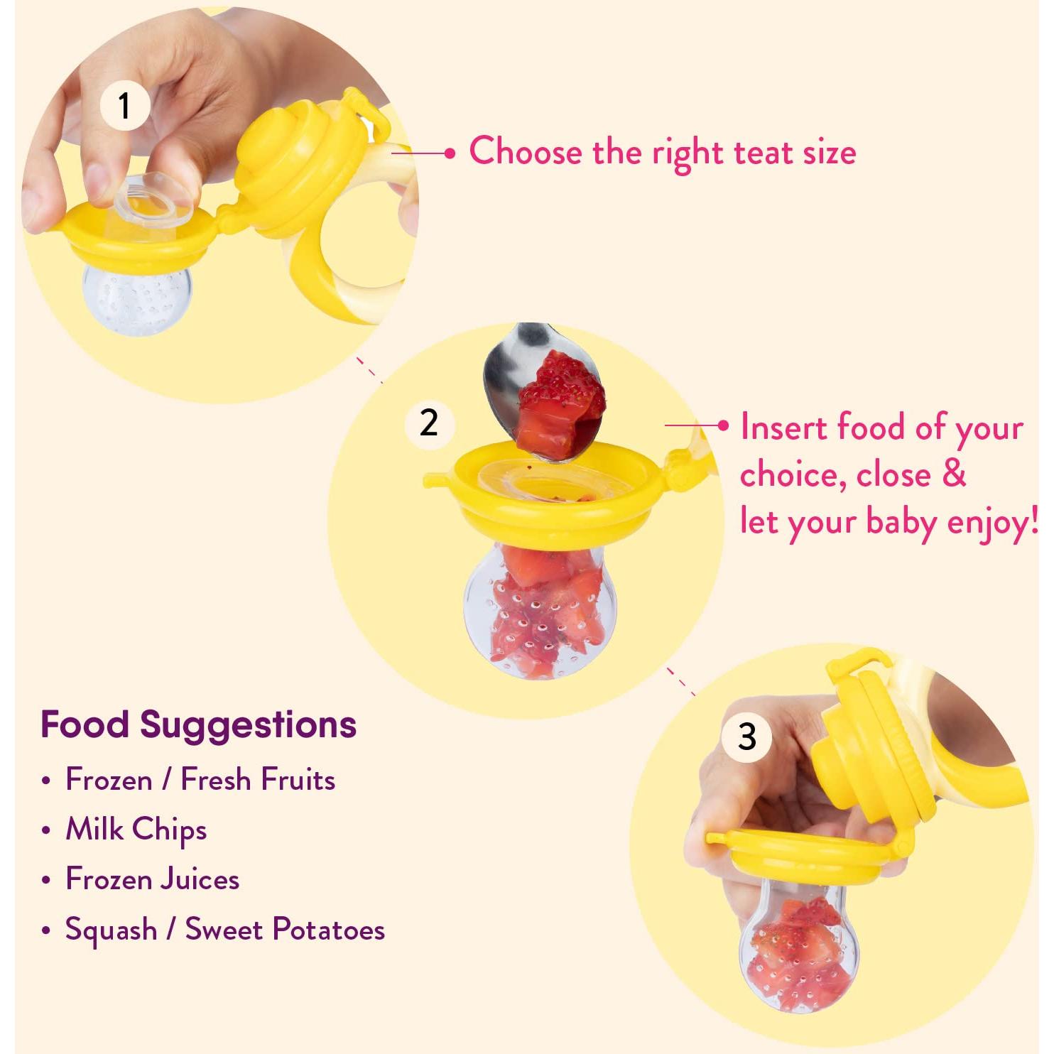 NatureBond Alimentador de Frutas para Bebés 2 Pcs + 4 Tetinas