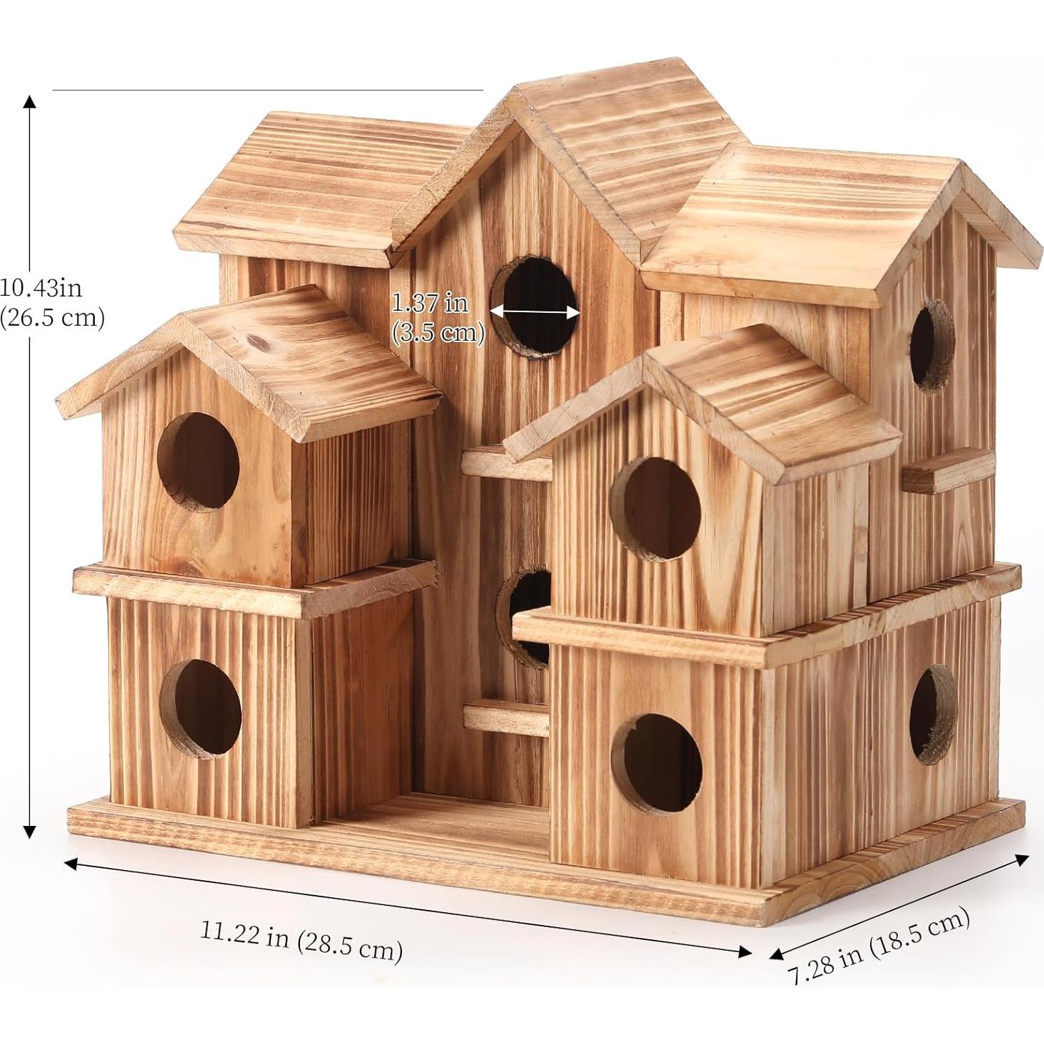 Casa para Aves de Madera YYYUAN 10 Agujeros Jardín 28x18x23cm
