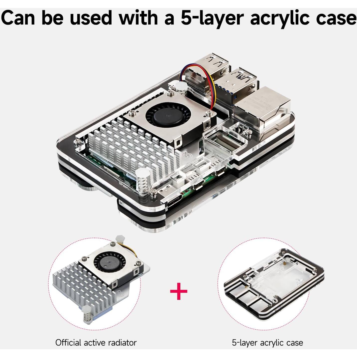 Fuente de Poder 27W USB-C + Caja Acrílica Raspberry Pi 5