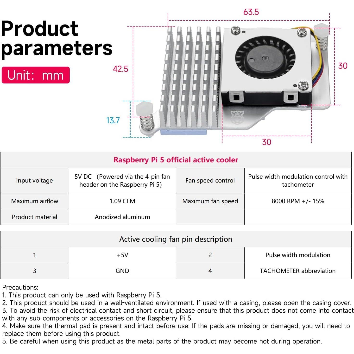 Fuente de Poder 27W USB-C + Caja Acrílica Raspberry Pi 5