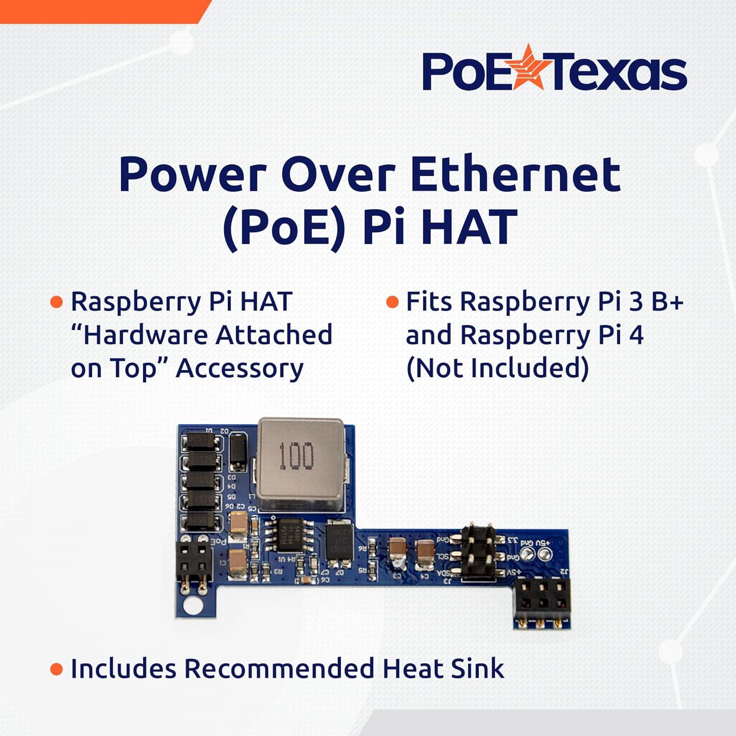 Inyector PoE Pasivo PoE Texas para Raspberry Pi 3 B+ y 4