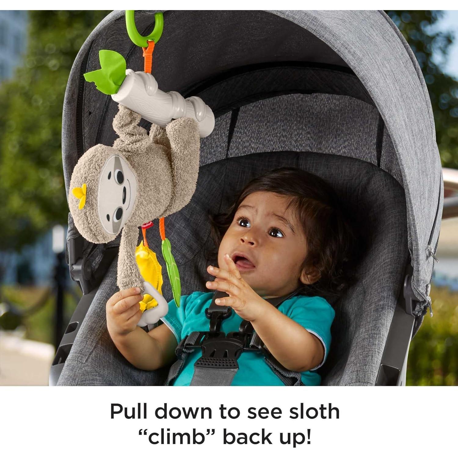 Baby Toy Slow Much Fun Stroller Sloth, Travel Activity with Motion & Sensory Details for Newborns Ages 0+ Months