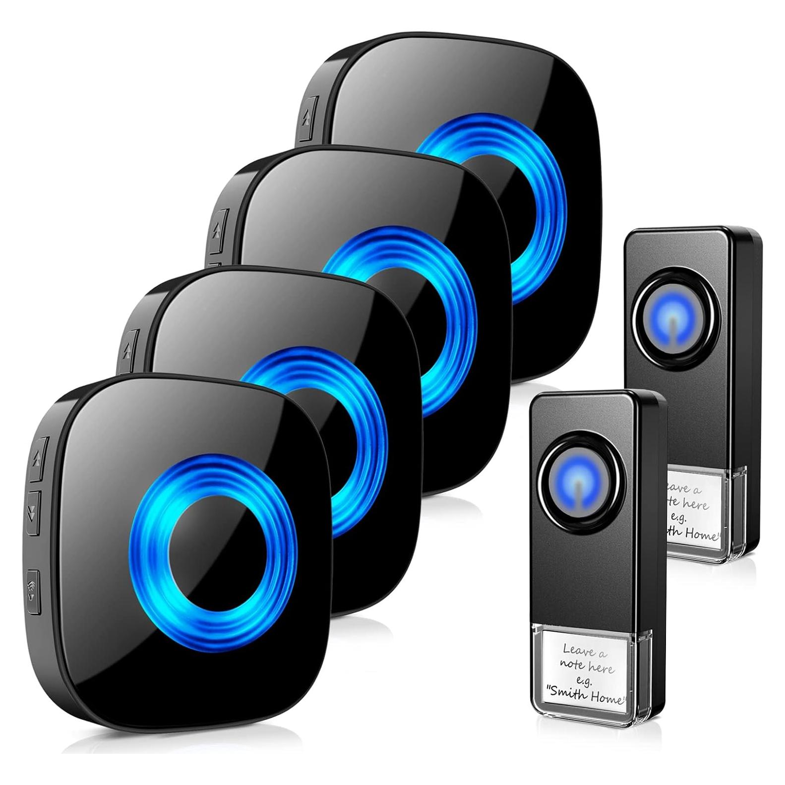 Timbre Inalámbrico PHYSEN 2 Transmisores 4 Receptores LED