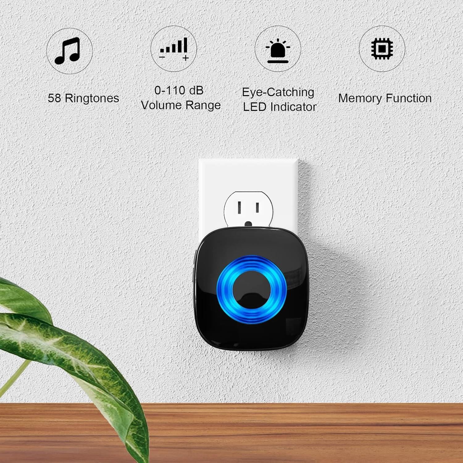 Timbre Inalámbrico PHYSEN 2 Transmisores 4 Receptores LED