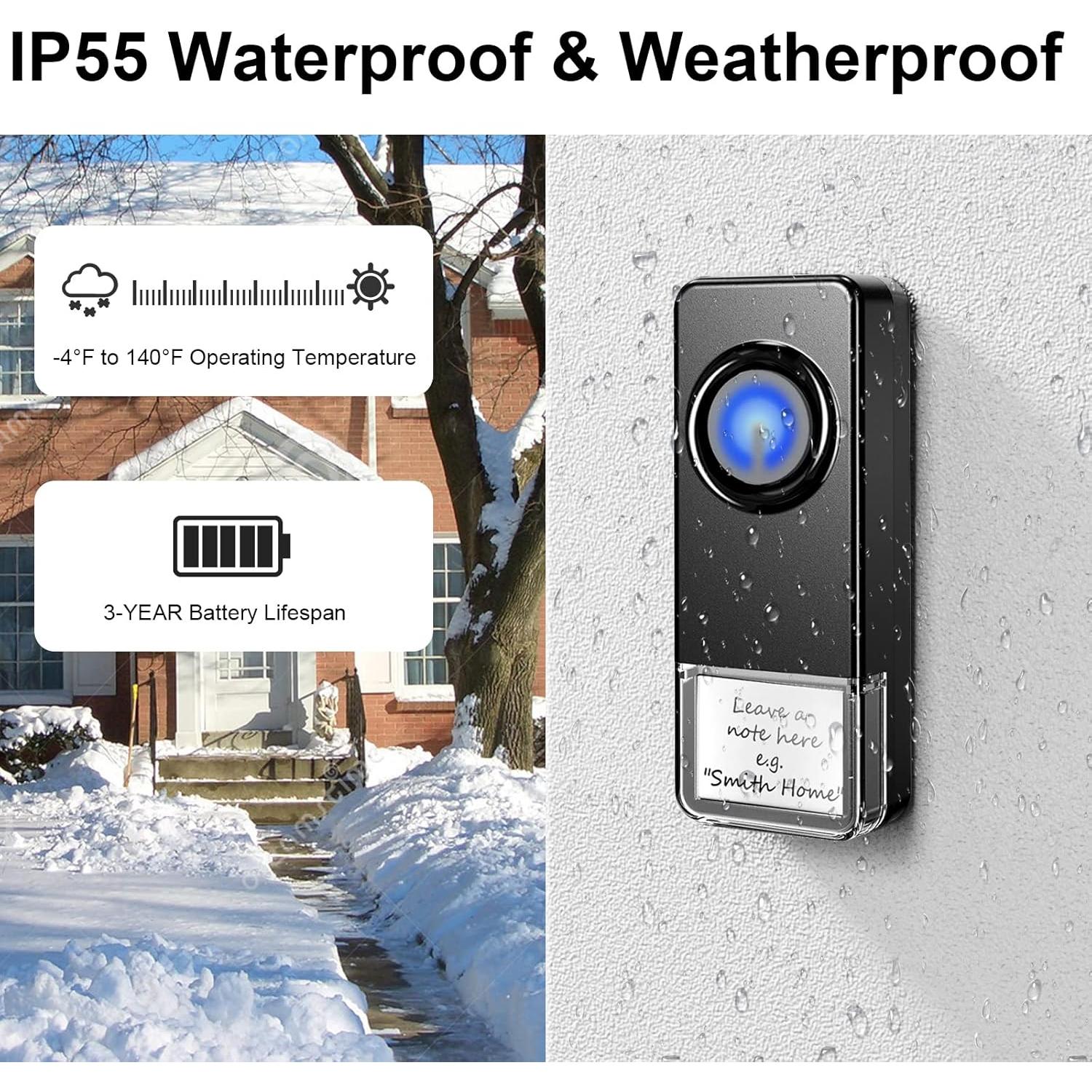 Timbre Inalámbrico PHYSEN 2 Transmisores 4 Receptores LED