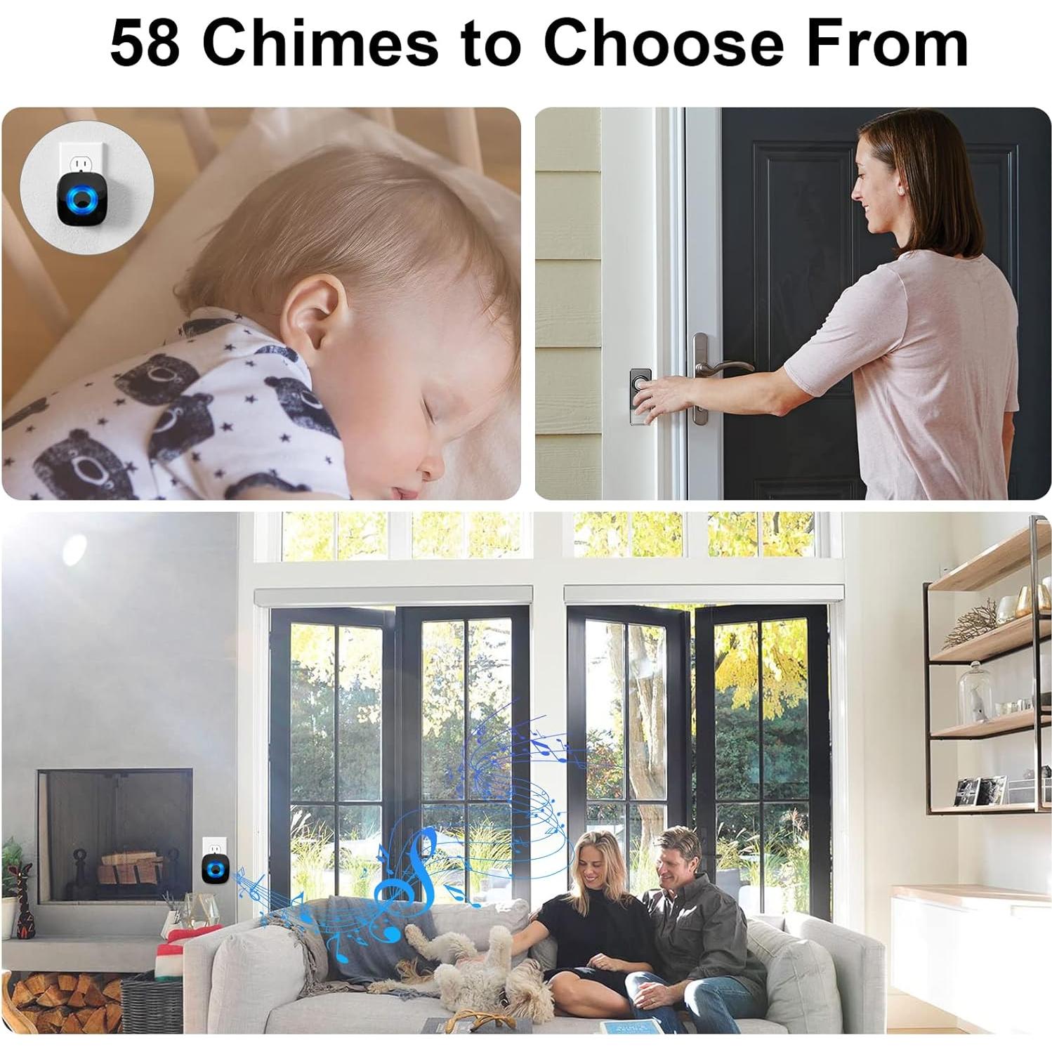 Timbre Inalámbrico PHYSEN 2 Transmisores 4 Receptores LED