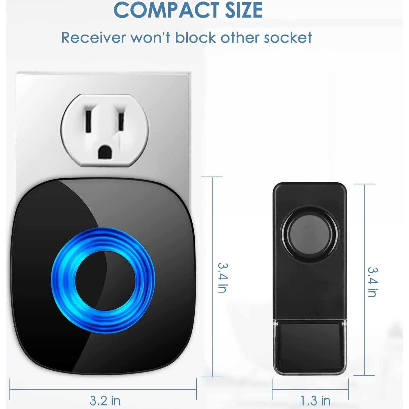 Timbre Inalámbrico PHYSEN 2 Transmisores 4 Receptores LED
