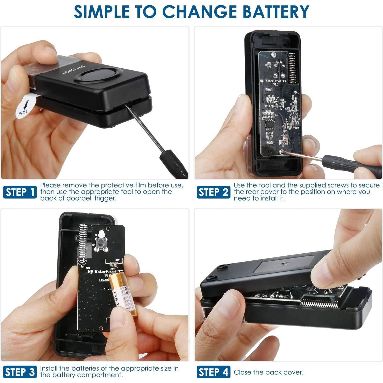 Timbre Inalámbrico PHYSEN 2 Transmisores 4 Receptores LED