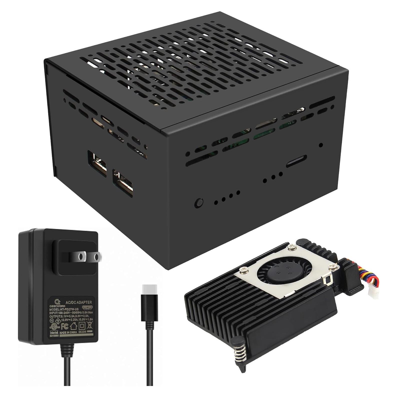 Caja Metal Geekworm X1202-C1 con Enfriador H505 y Adaptador PD27W para Raspberry Pi 5