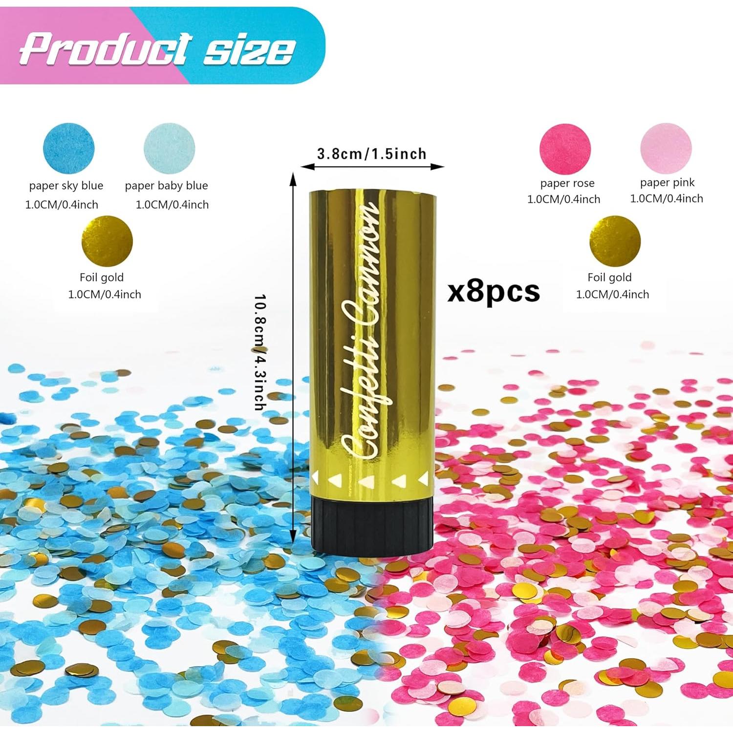 Confeti de Revelación de Género 8 PCS LEFUBABY Rosa y Azul