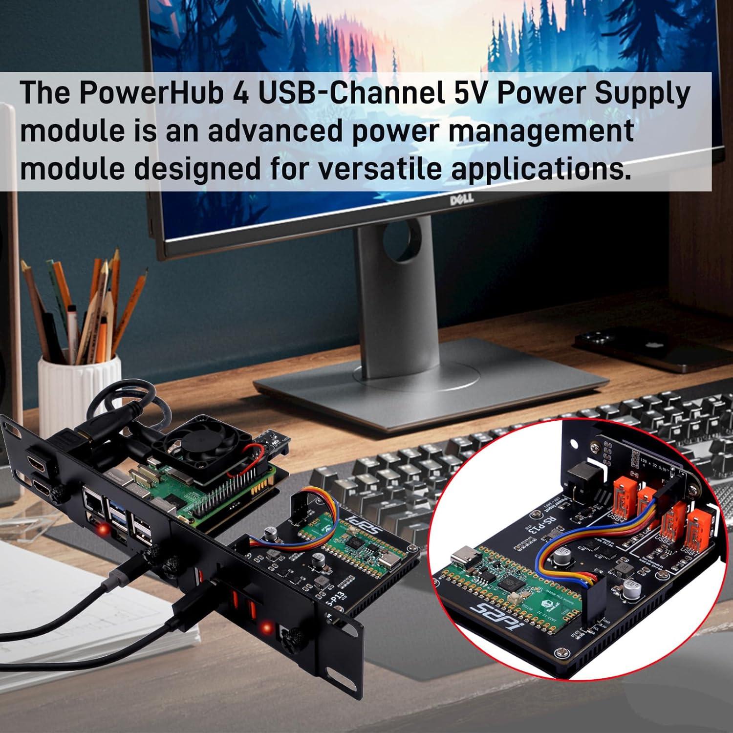 Módulo de Suministro de Energía GeeekPi 4 USB 5V 8A 1U Rack