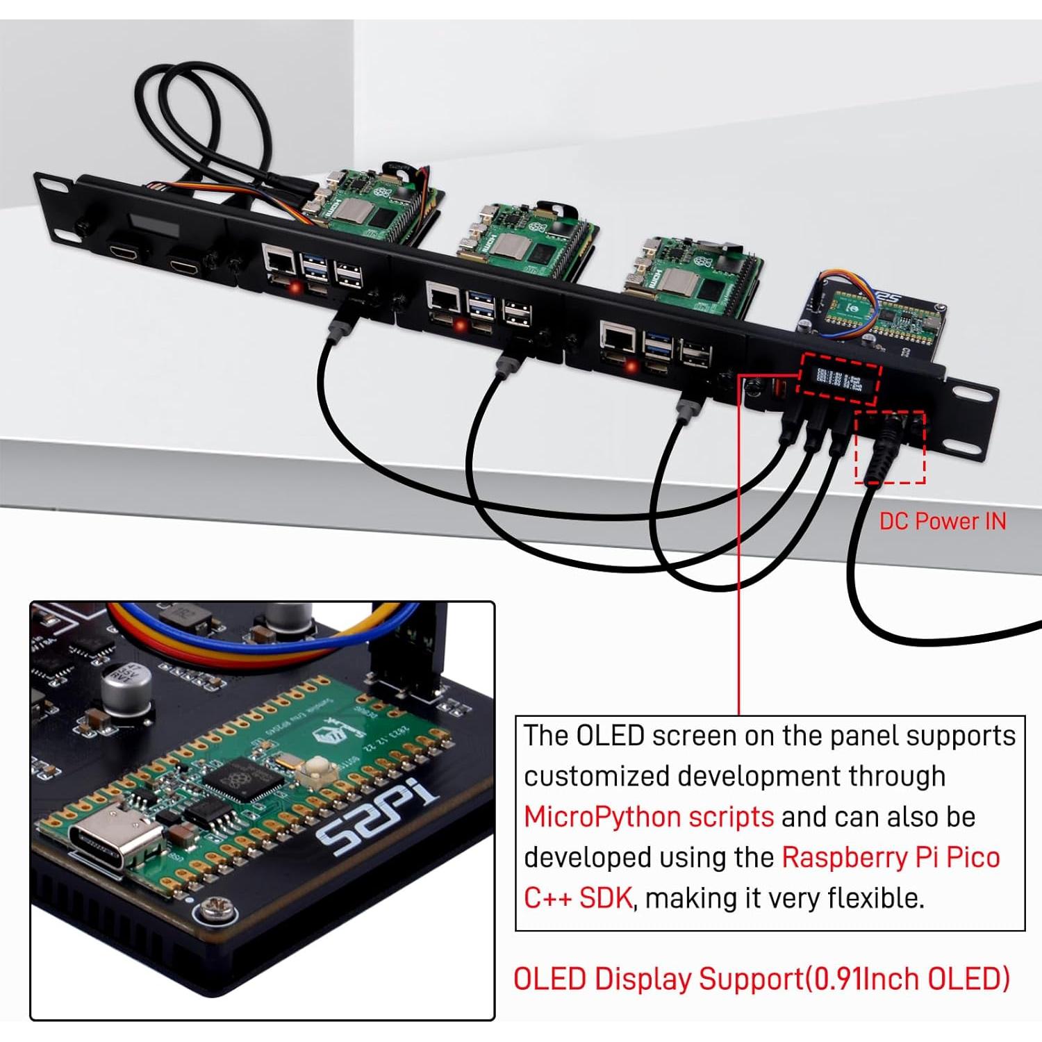 Módulo de Suministro de Energía GeeekPi 4 USB 5V 8A 1U Rack