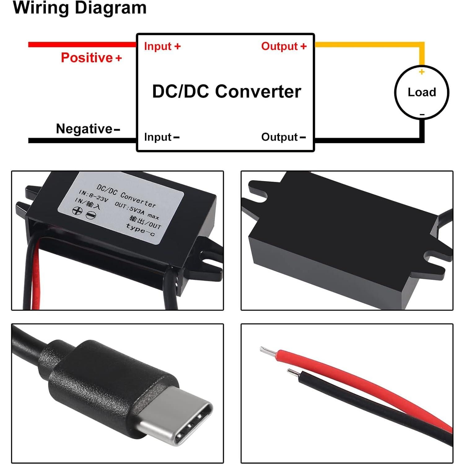 Convertidor Buck USB C 12V a 5V 3A 15W Coliao