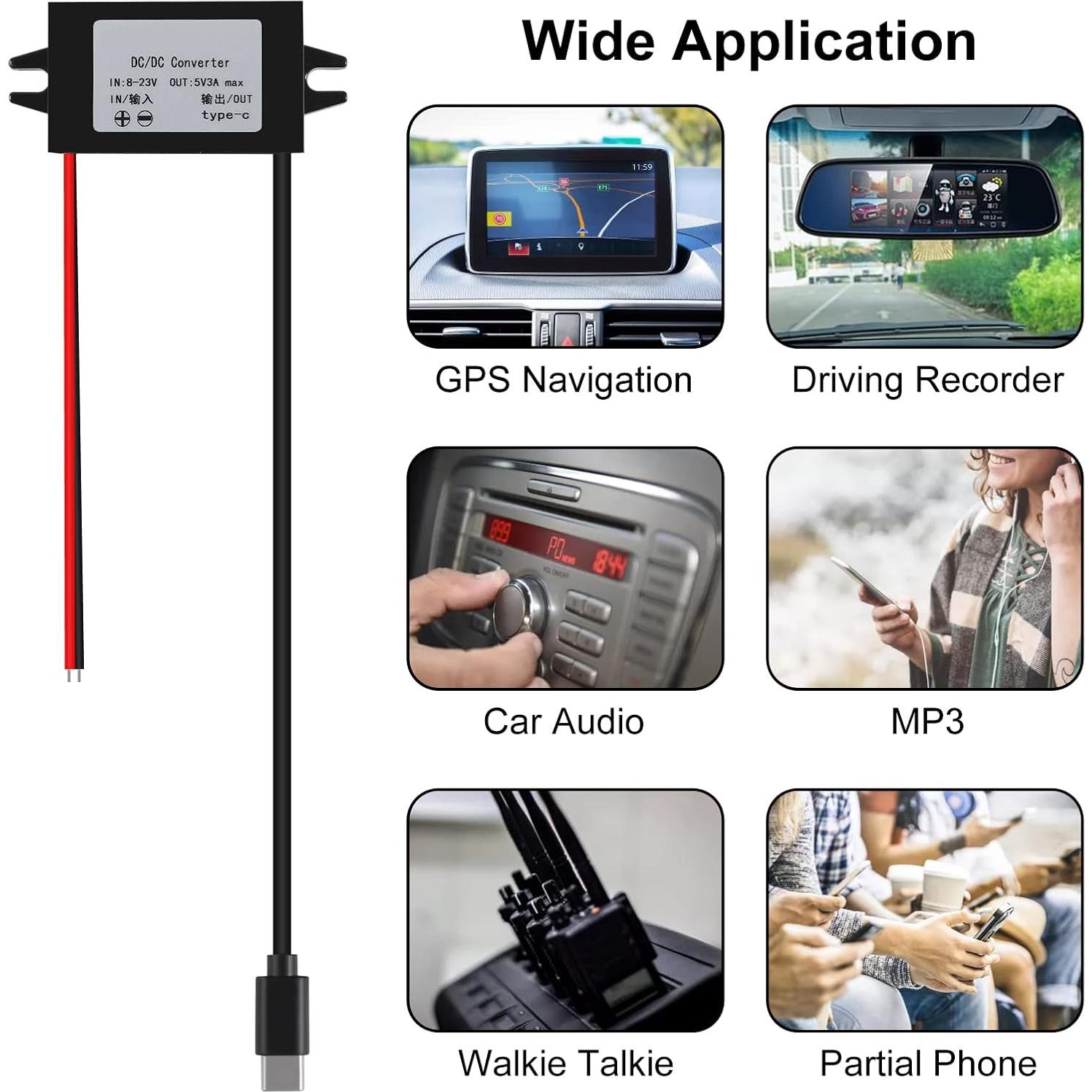 Convertidor Buck USB C 12V a 5V 3A 15W Coliao