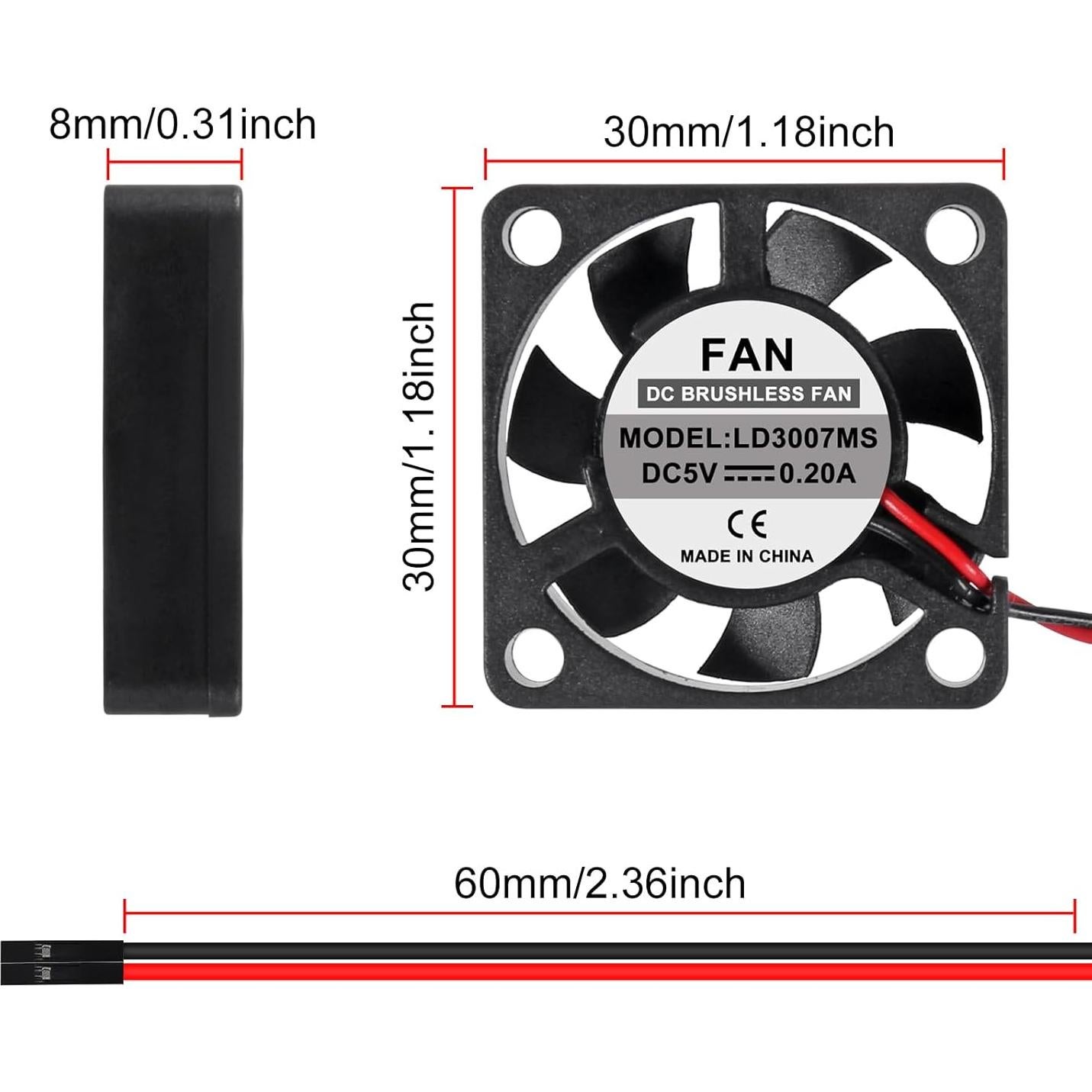 4 Ventiladores de Enfriamiento ACEIRMC para Raspberry Pi 30x30x7mm