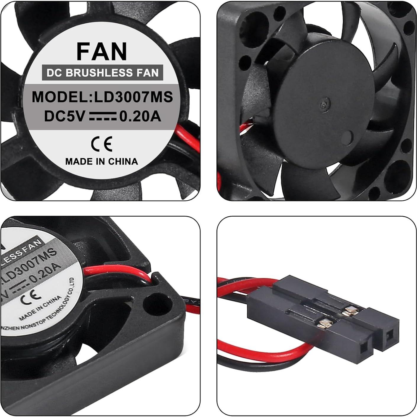 4 Ventiladores de Enfriamiento ACEIRMC para Raspberry Pi 30x30x7mm