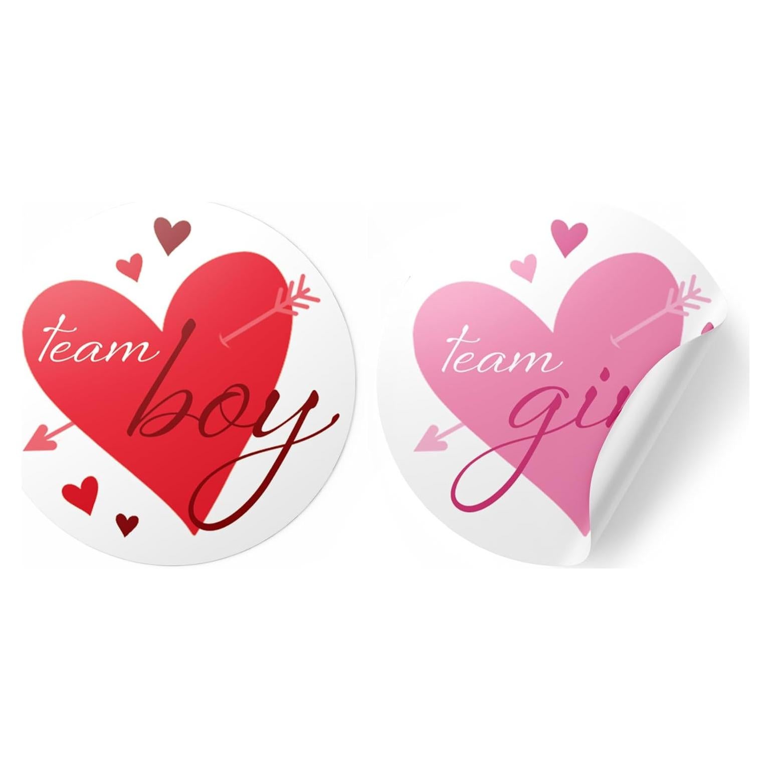 Stickers de Revelación de Género - 40 Corazones Rojos y Rosas