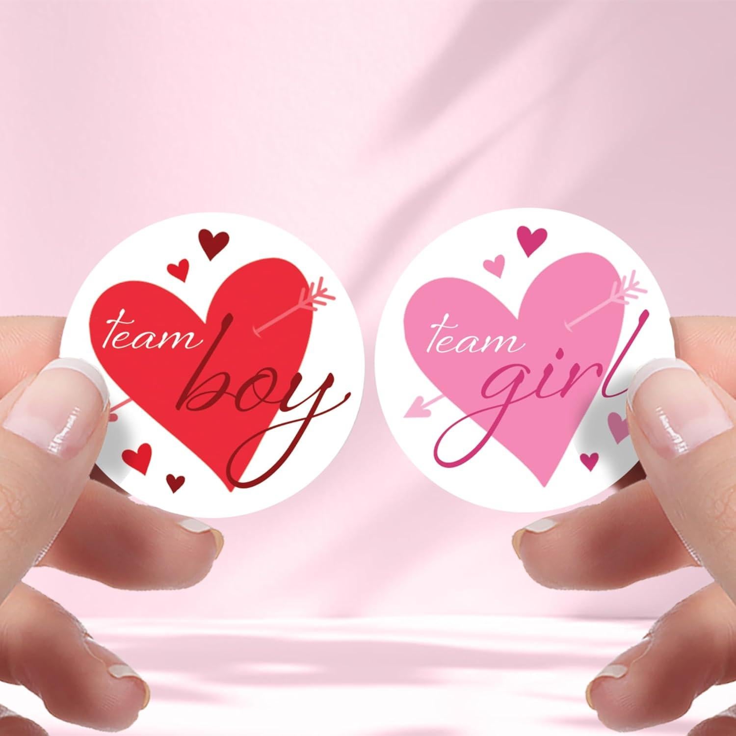 Stickers de Revelación de Género - 40 Corazones Rojos y Rosas