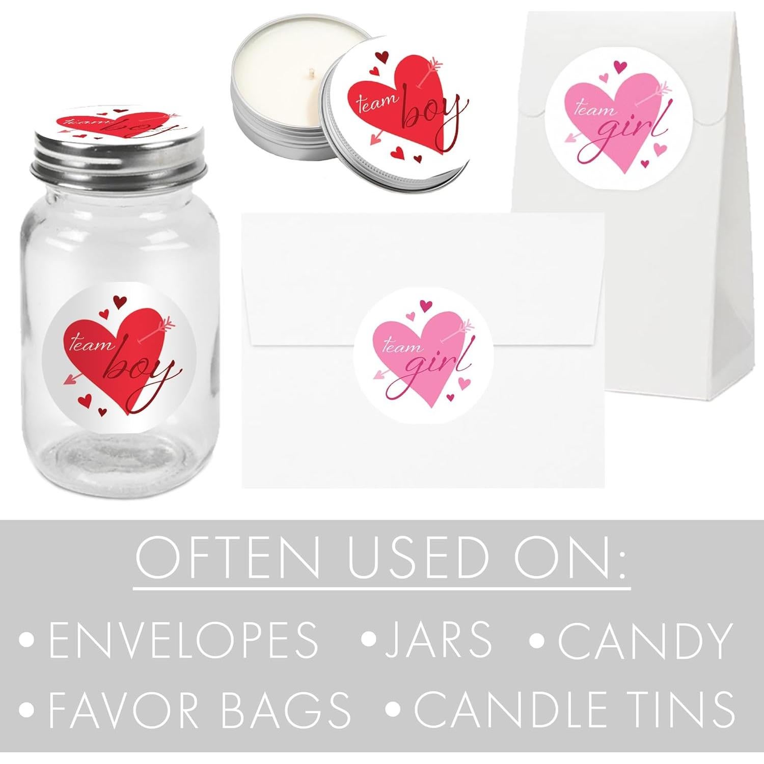 Stickers de Revelación de Género - 40 Corazones Rojos y Rosas