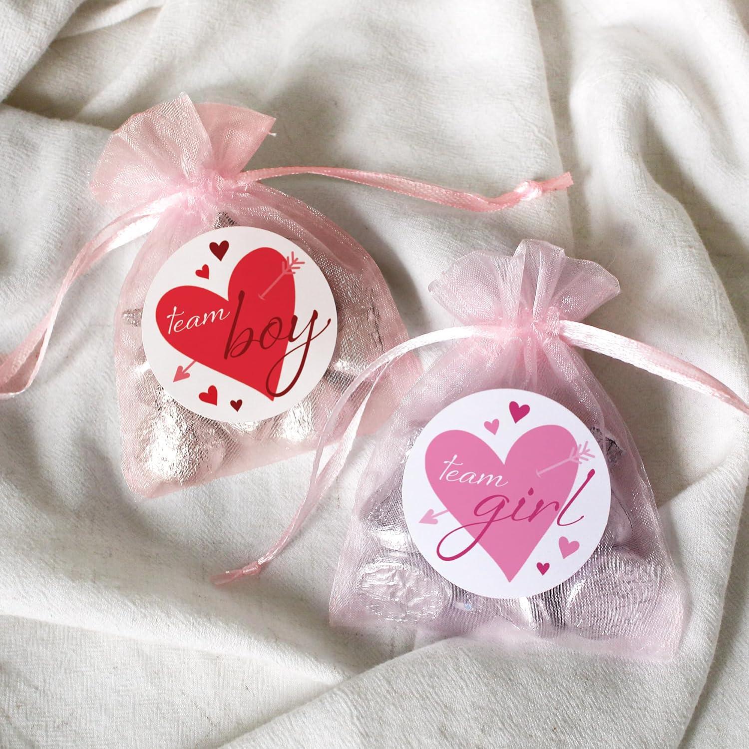 Stickers de Revelación de Género - 40 Corazones Rojos y Rosas