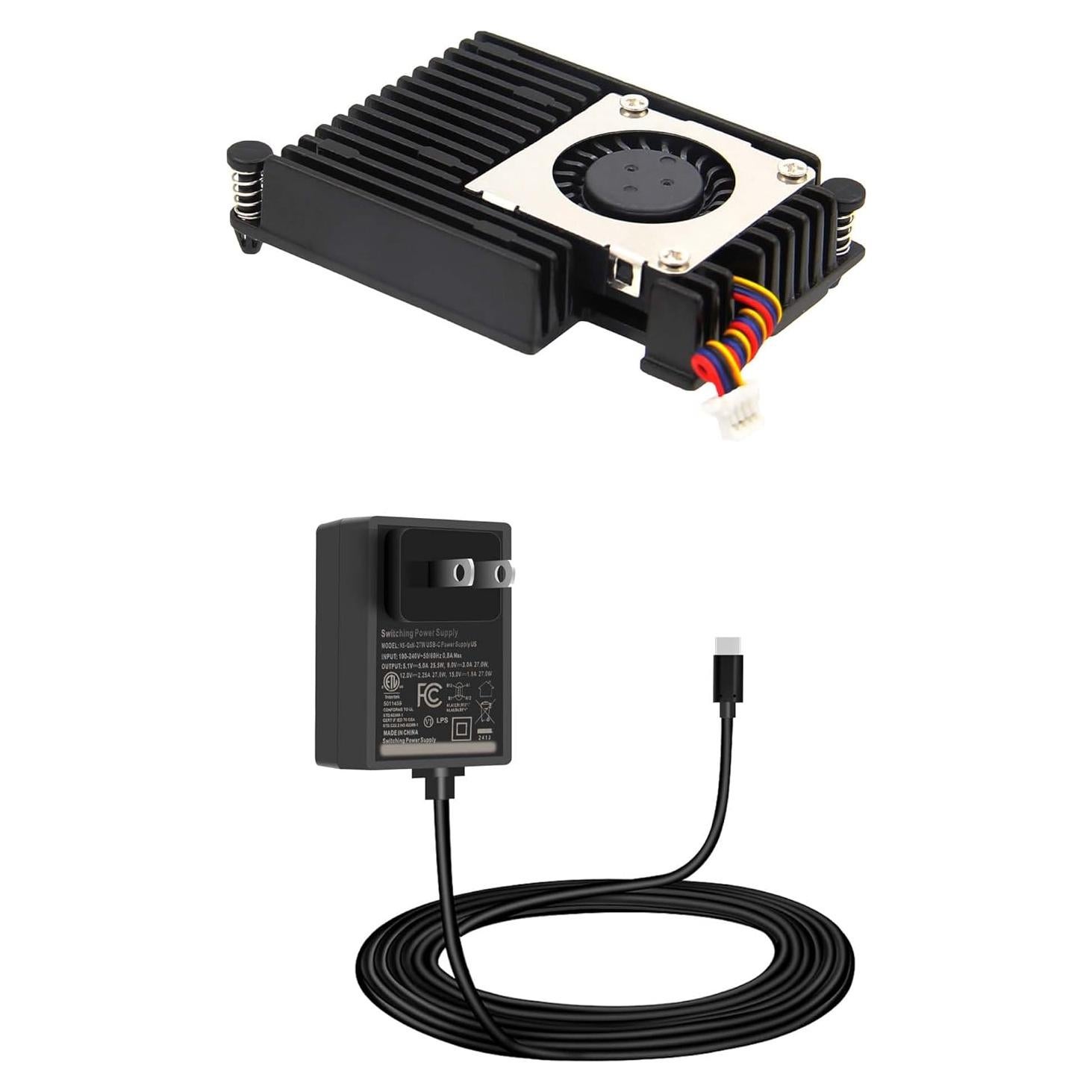 Fuente de Alimentación USB-C GaN 27W + Enfriador Activo H505 para Raspberry Pi 5