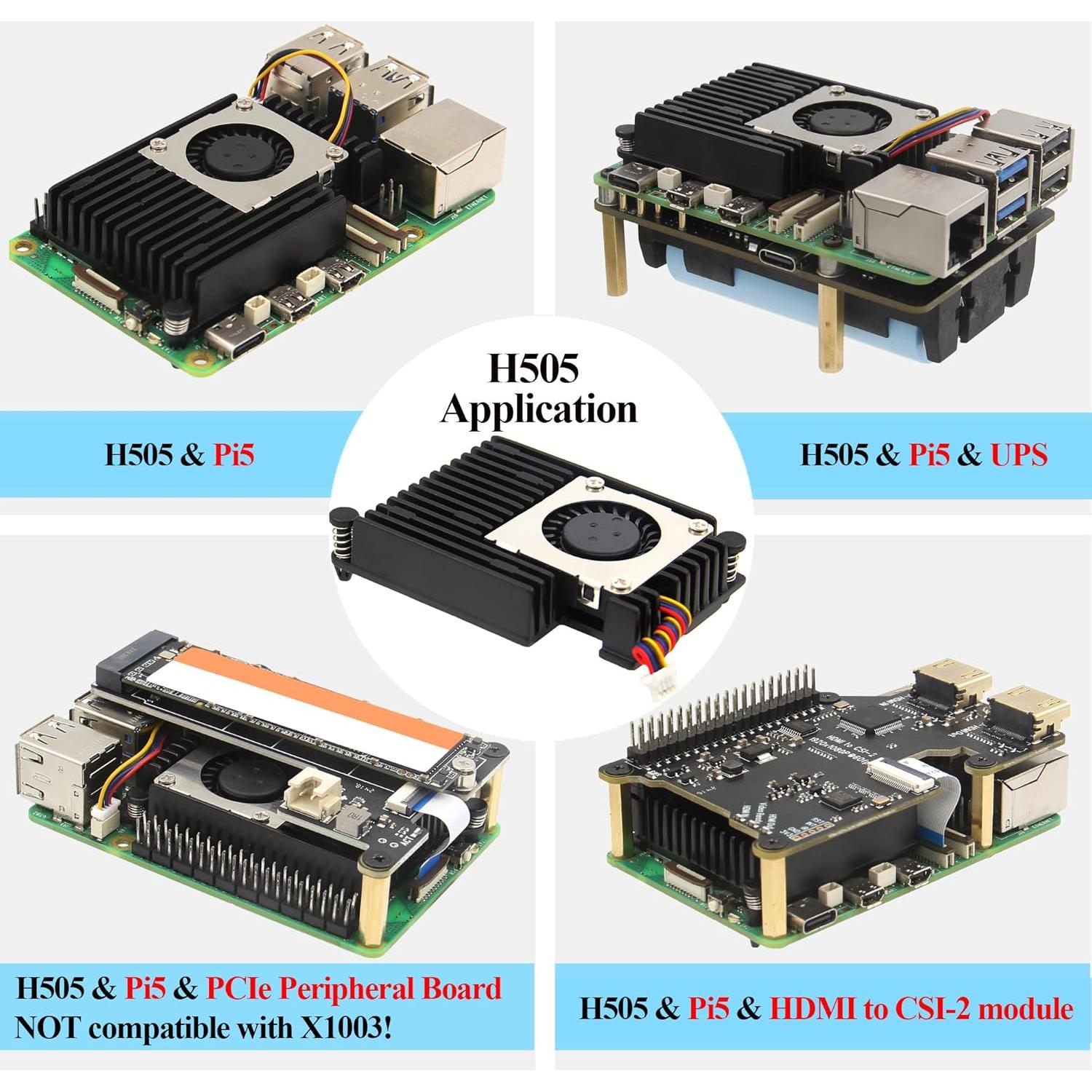 Fuente de Alimentación USB-C GaN 27W + Enfriador Activo H505 para Raspberry Pi 5