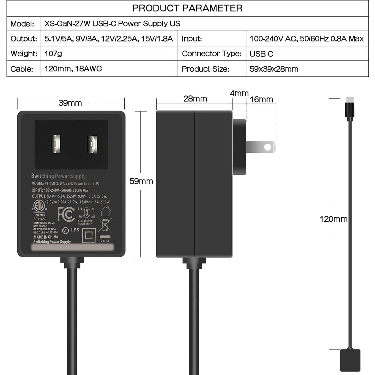 Fuente de Alimentación USB-C GaN 27W + Enfriador Activo H505 para Raspberry Pi 5
