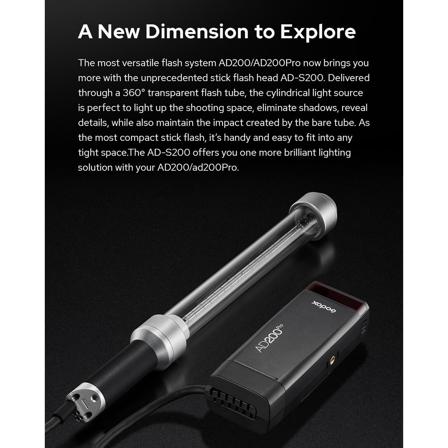 Godox AD-S200 Stick Flash 200W 5800K para AD200/AD200Pro