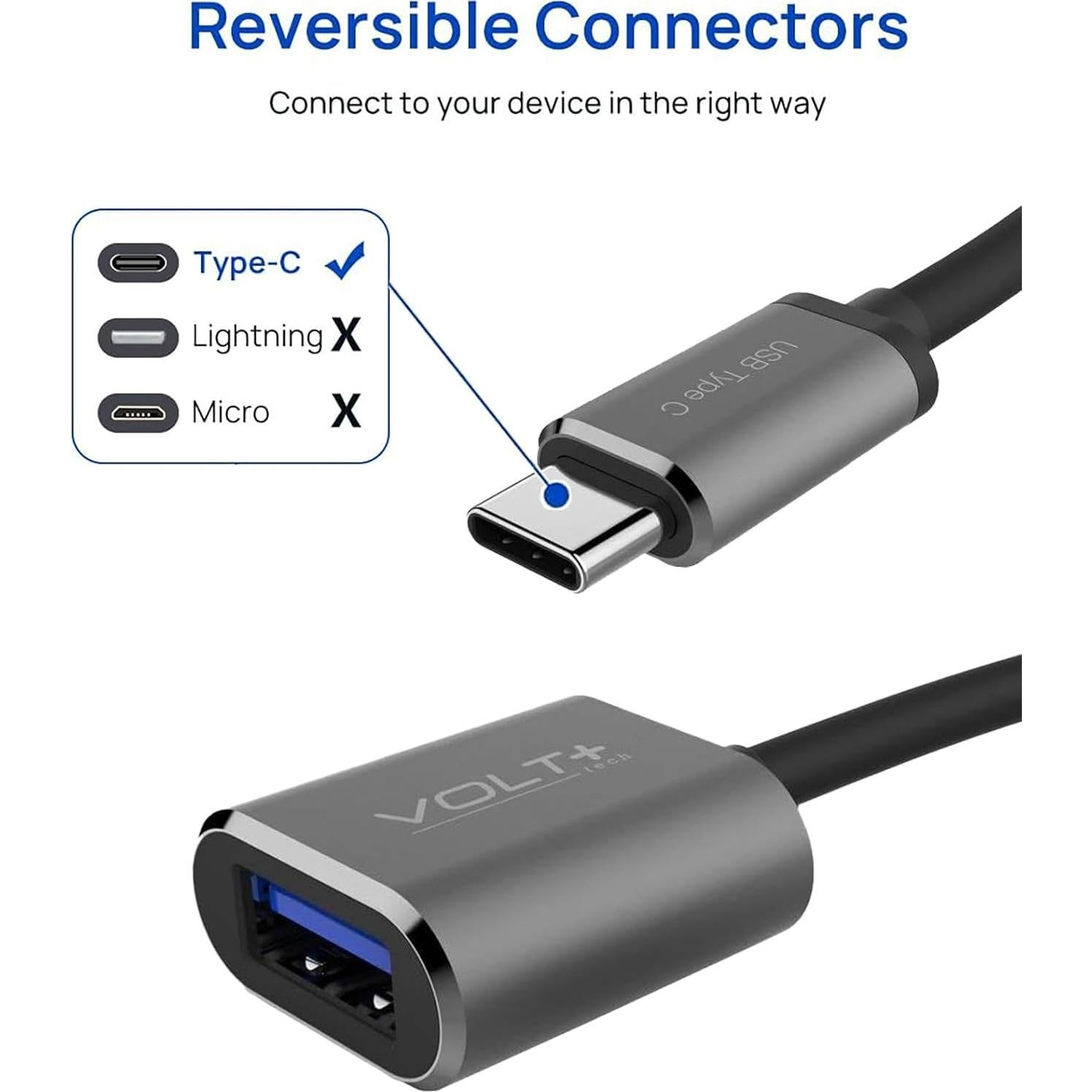 Adaptador USB-C a USB-A 3.0 Volt Plus Tech 2 Pack 5Gbps