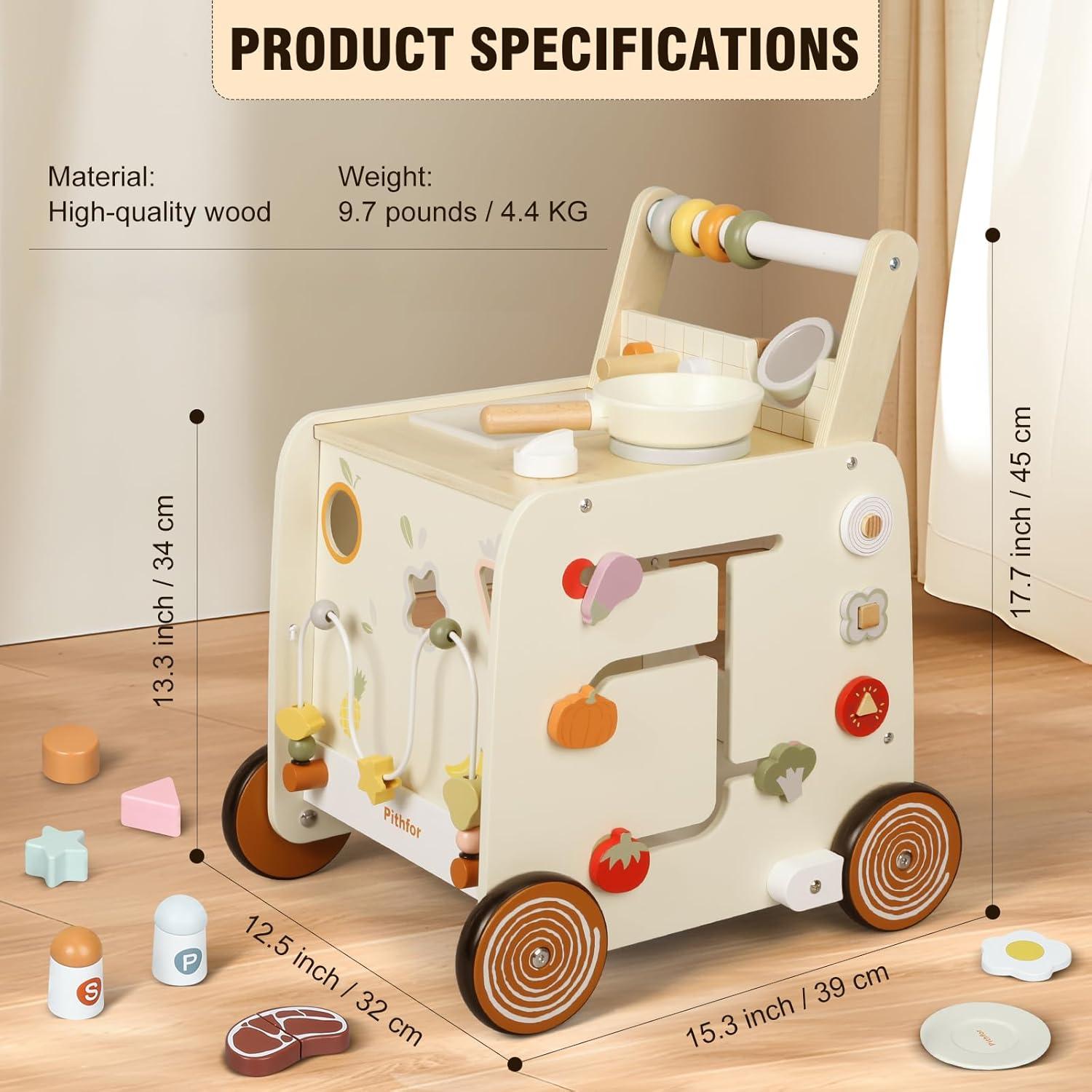 Andador de Madera Pithfor 3 en 1 con Cocina y Actividades