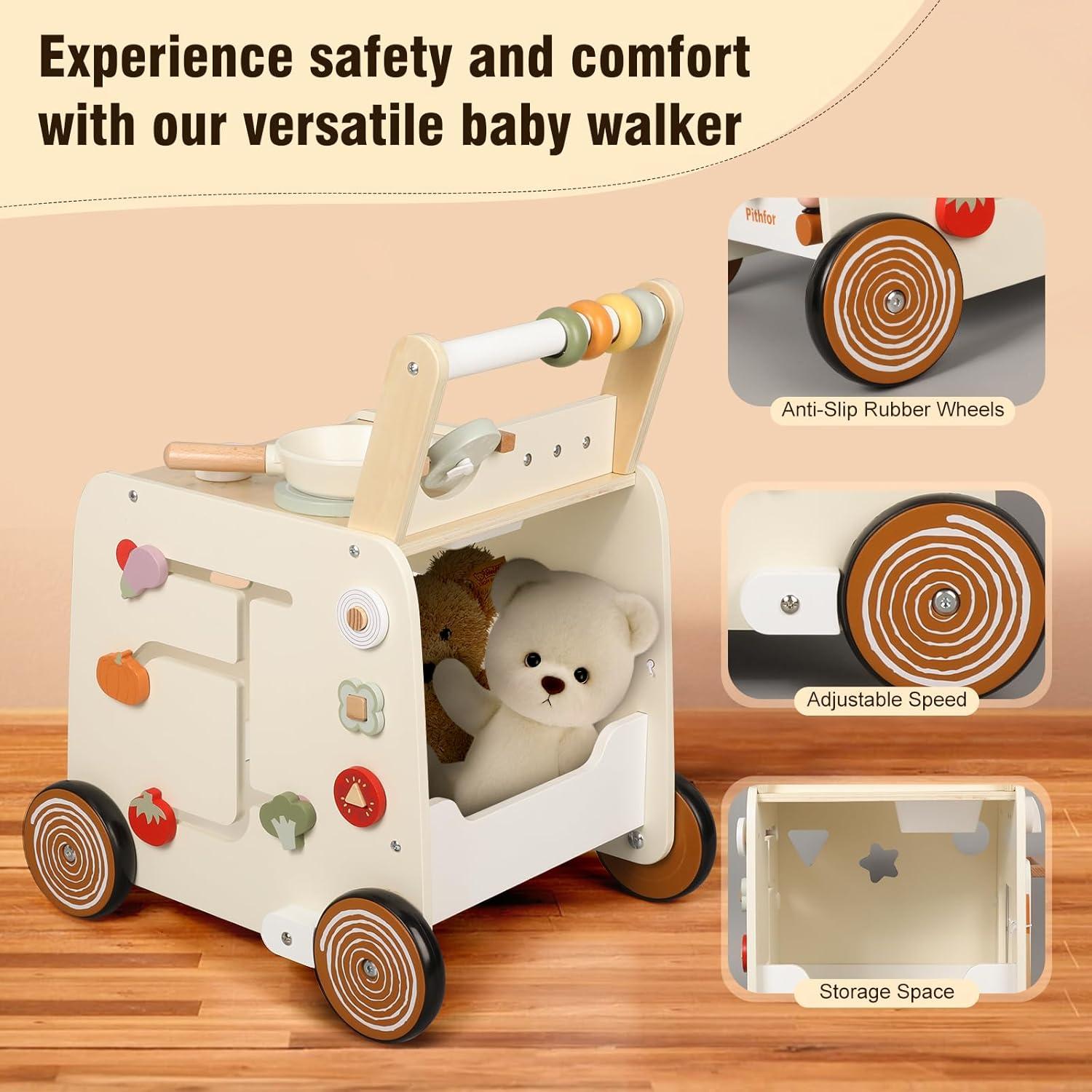 Andador de Madera Pithfor 3 en 1 con Cocina y Actividades