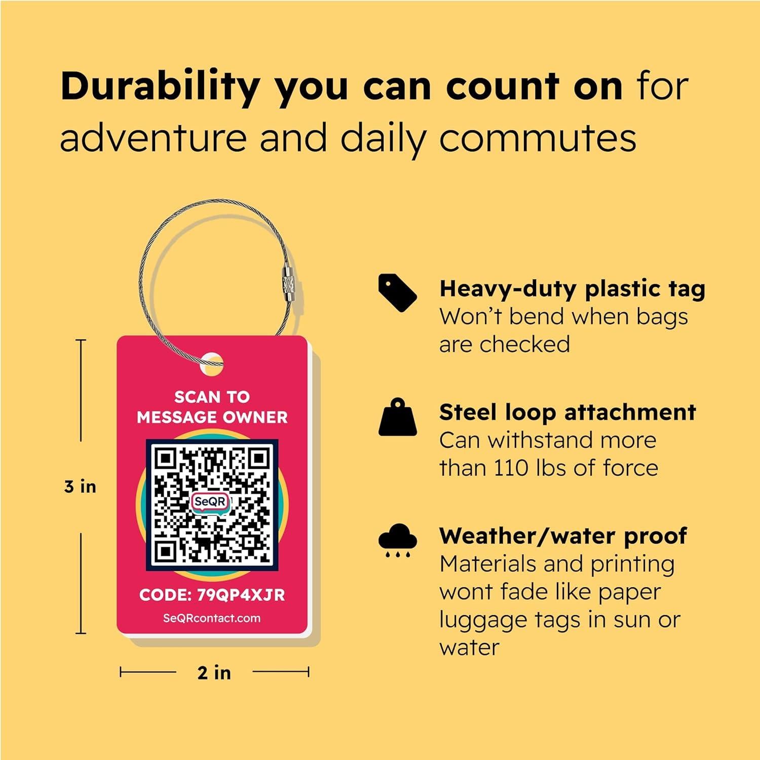 Etiquetas de Equipaje Inteligentes SeQR - Paquete de 2, Rojo